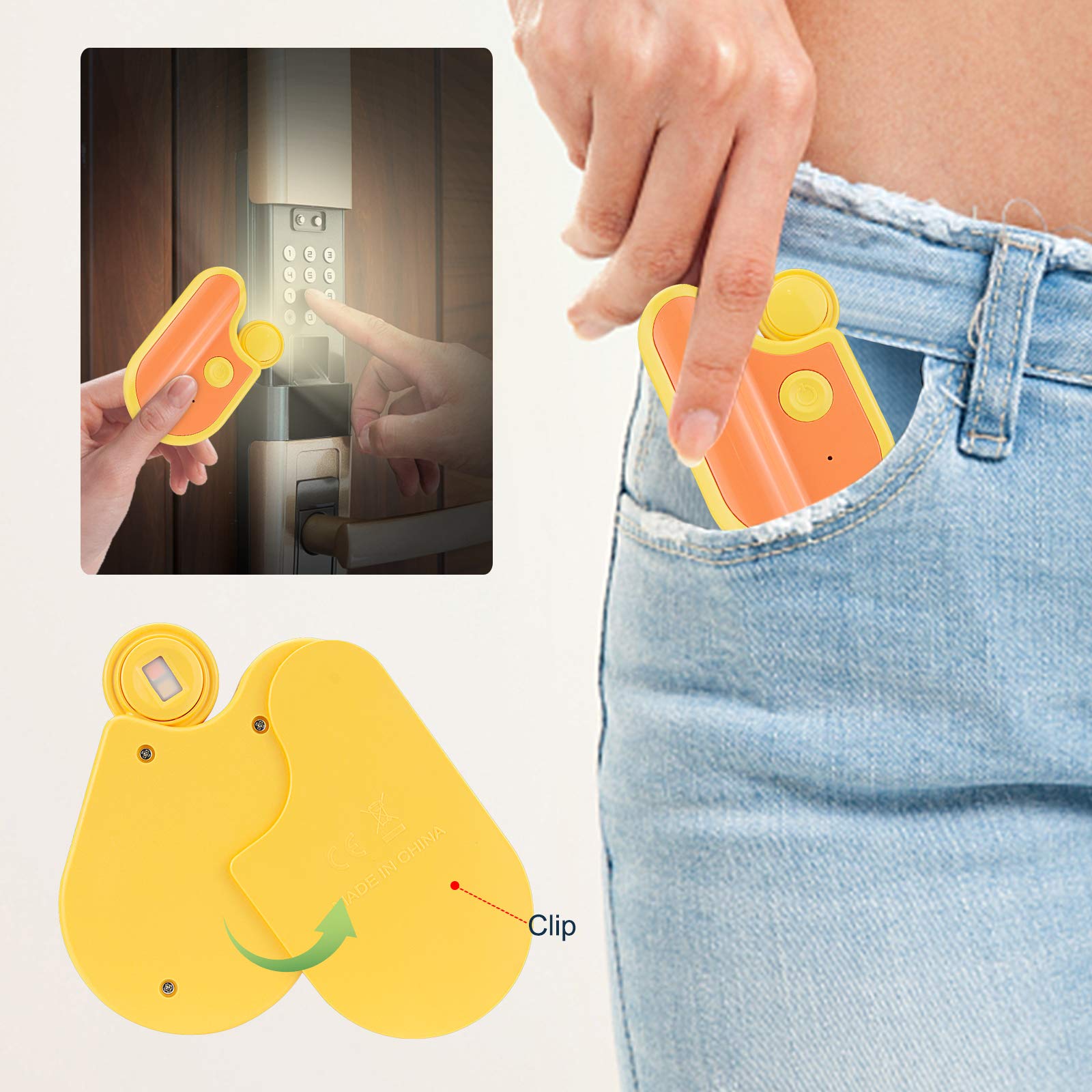 BIGMONAT Rechargeable Book Light for Reading in Bed - Collapsible Amber LED Reading Lamp with 360° Adjustable Neck, Wireless Clip-On Light for Books, Night Reading, Studying, Travel (Yellow, Portable)