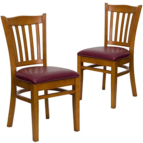Burgundy Vinyl Seat/Cherry Wood Frame