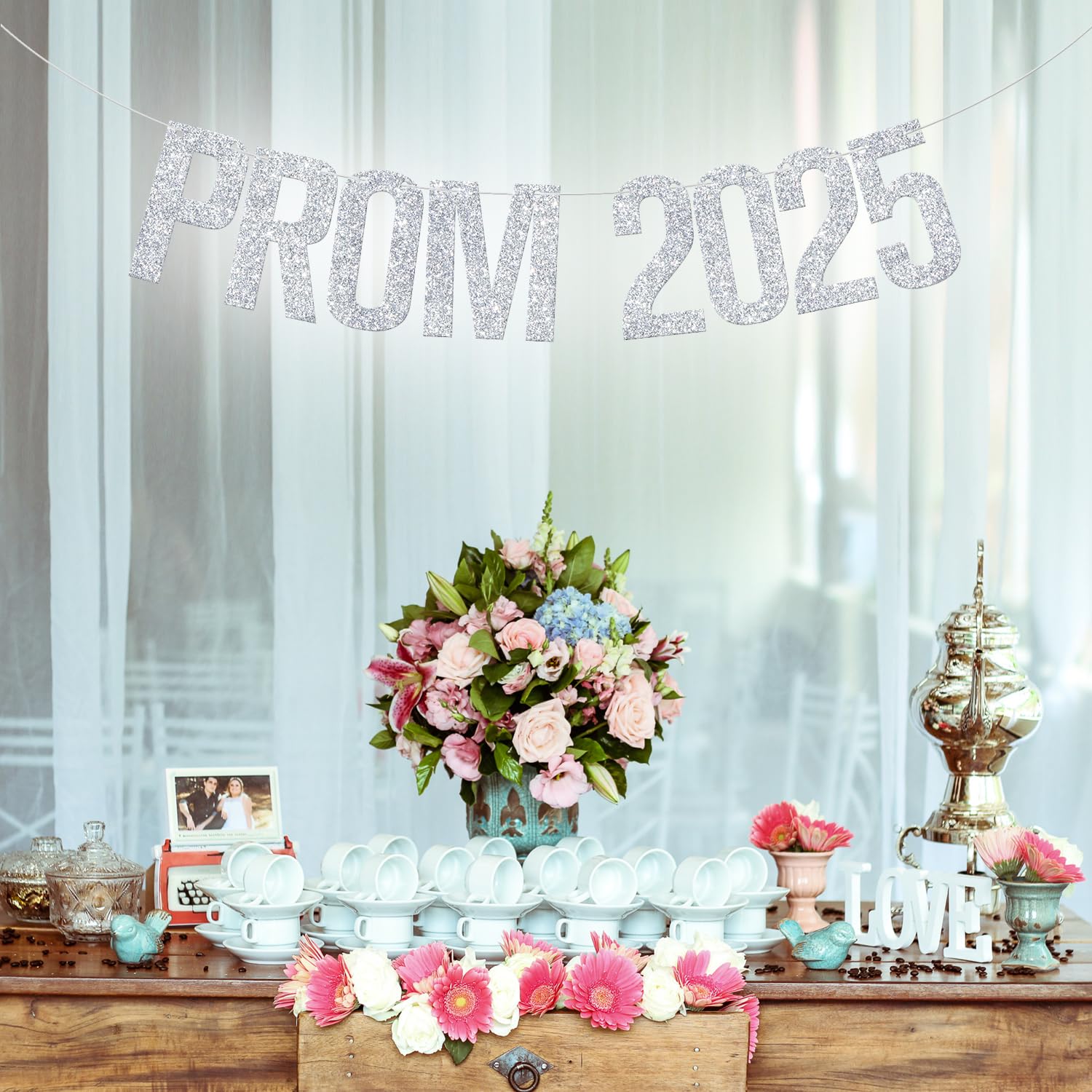 2025 Prom Banner & Graduation Decorations - Silver Glitter Prom Night Party Supplies for Class of 2025 | Perfect for High School Dance, Senior Party & Grad Celebration Decor