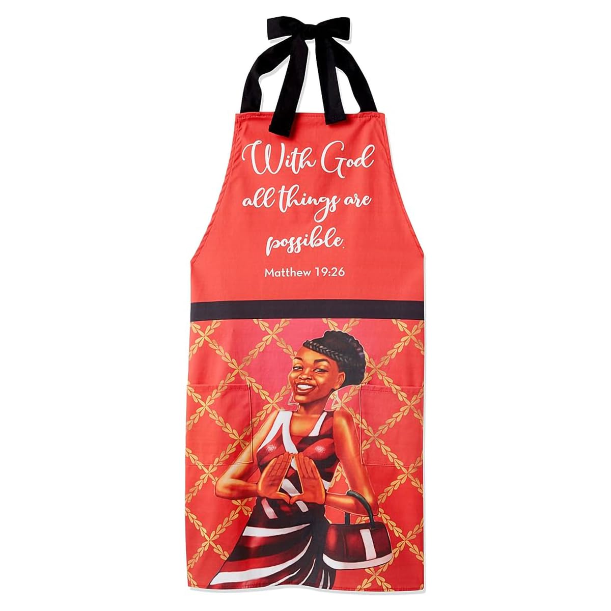 African American Expressions Red and White Apron - Stylish Kitchen Apron for Cooking, Baking & BBQ - Perfect for Home Chefs & Cultural Celebrations
