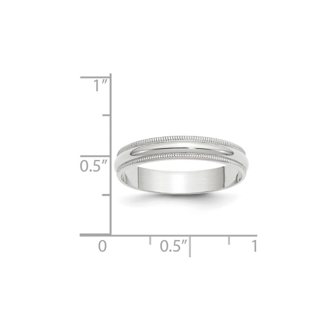10K White Gold Solid Polished Lightweight 4mm Milgrain Half Round Band Ring for Women & Men - Wedding, Anniversary, Promise, Stackable Rings for Everyday Wear