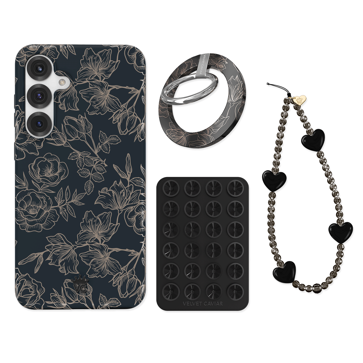 Floral Rose Gold Chrome Samsung Phone Case with Grip - Stylish Protective Cover for Samsung Galaxy S21/S20/Note 20 - Perfect for Everyday Use, Work & Travel