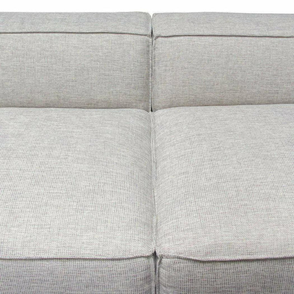 2-Piece Beige Low Back Modular Sofa Set in Barley Fabric - Modern Sectional Couch for Living Room, Lounge & Small Spaces