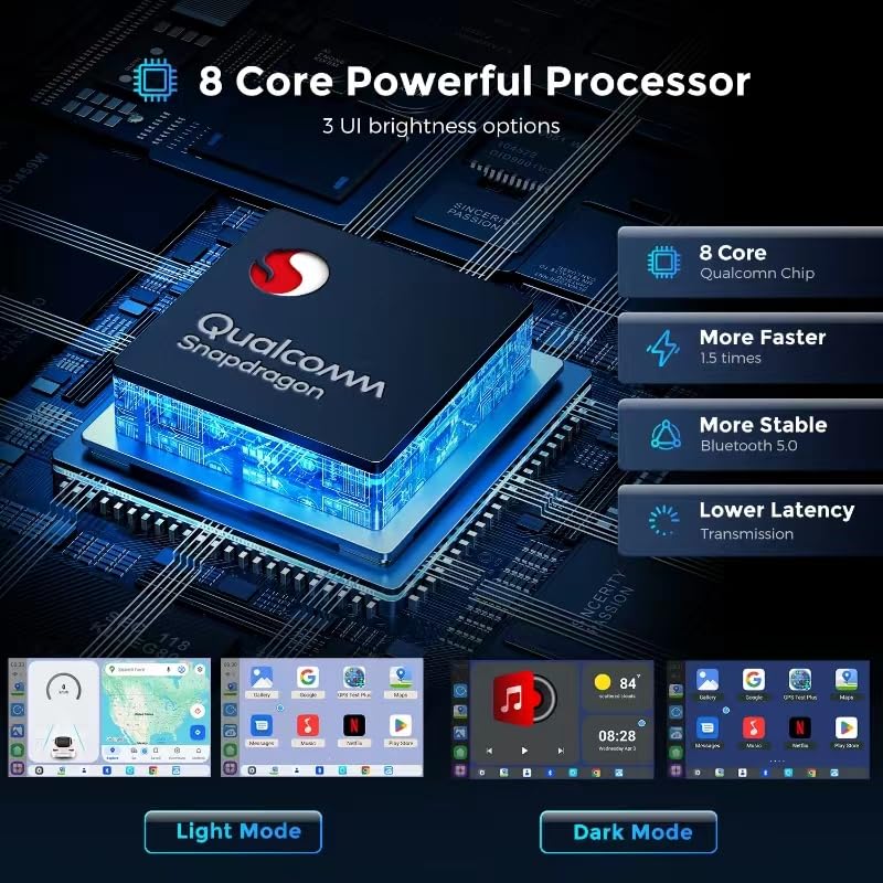 Android 13.0 CarPlay AI Box Streaming 3.0 - 8-Core 3-in-1 Wireless CarPlay & Android Auto Adapter with 4K Support, Google Play Store, Netflix, YouTube, Hulu - Qualcomm 6225, 5G WiFi (8GB+128GB) - Perfect for In-Car Entertainment & Navigation