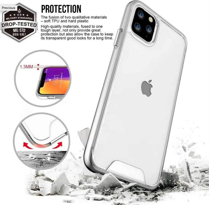 Apple iPhone 8 Shockproof Gel Bumper Case - Clear Transparent Protective Cover for Everyday Use & Outdoor Activities