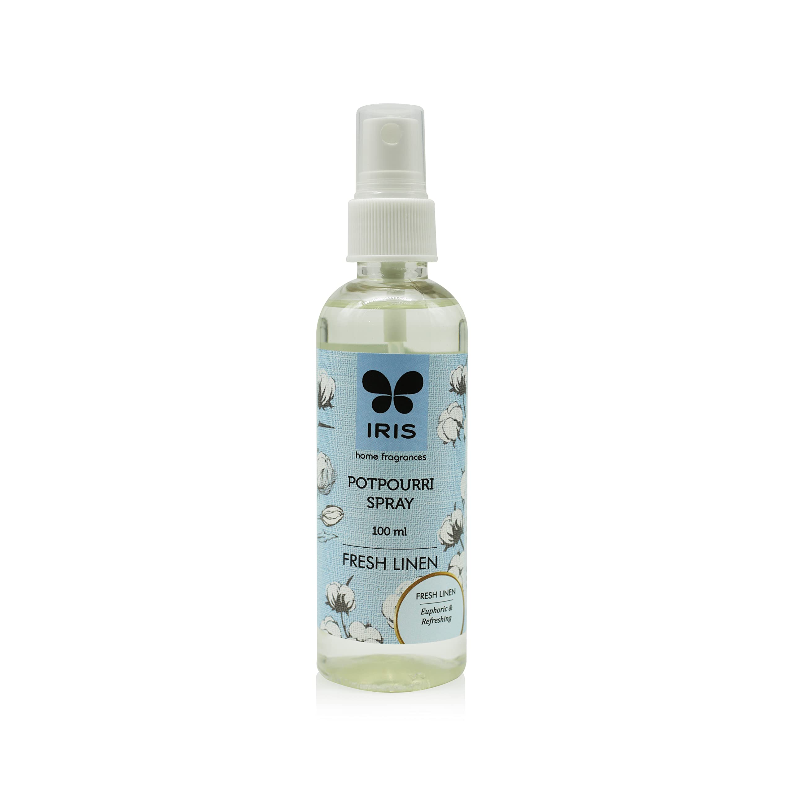 IRIS 100ml Potpourri Essential Oil Refresher Spray - Natural Home Fragrance for Room, Closet & Car Air Freshener