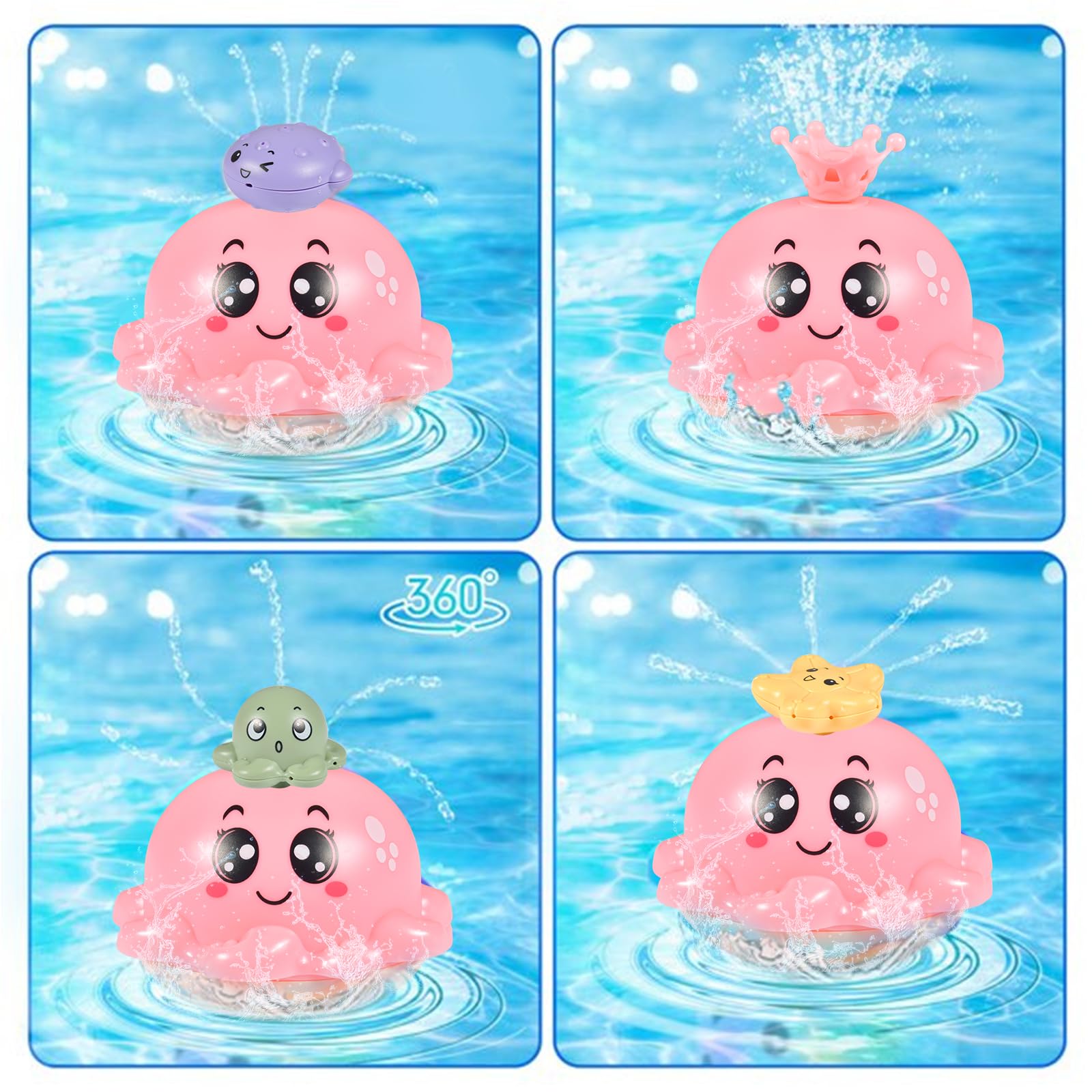 Automatic Water Spray Octopus Bath Toys - 4 Colorful Water Jets, Fun Baby Bath Time Toy for Kids Ages 3+ | Perfect for Toddler Sensory Play & Bathtub Entertainment