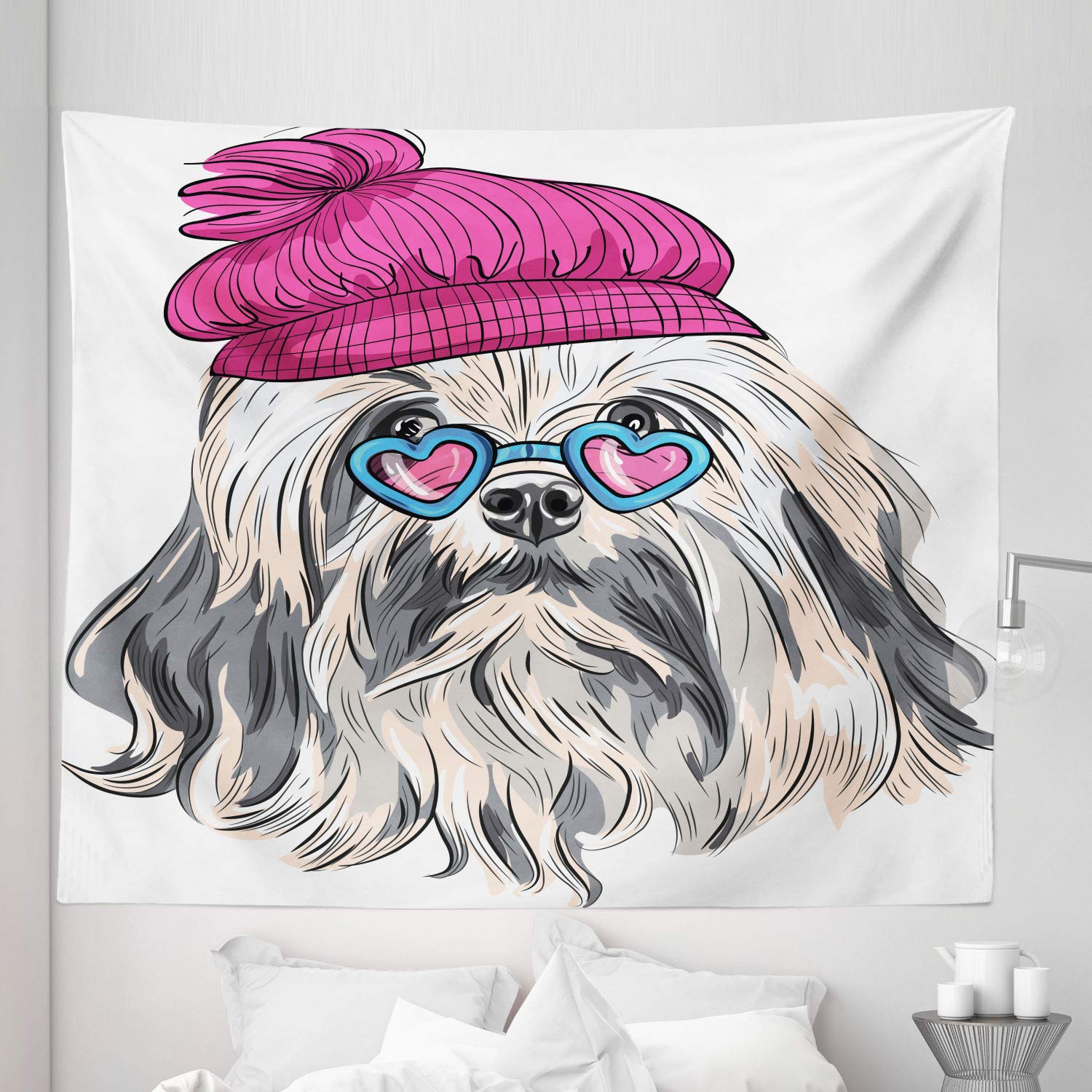 Ambesonne King Size Tapestry - Lion Bichon Dog Wall Decor for Bedroom & Living Room