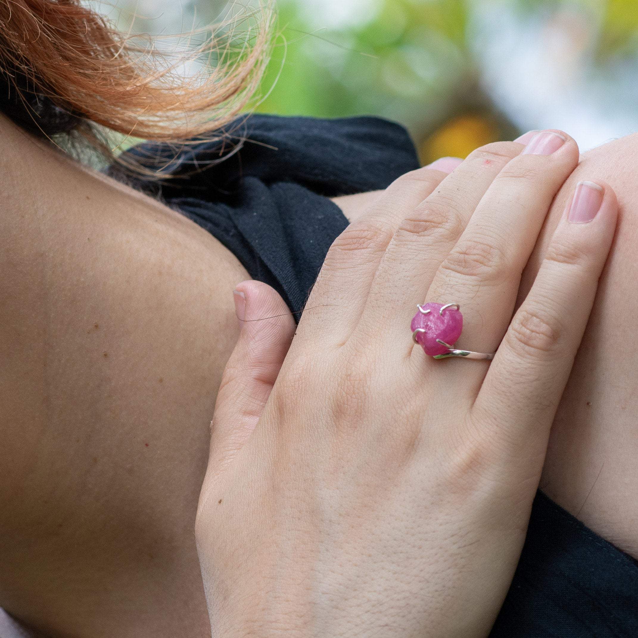 Natural Pink Ruby Ring for Women - Sterling Silver 925 Elegant Jewelry Gift for Birthday, Anniversary & Valentine's Day | Perfect for Evening Parties, Date Nights & Special Occasions