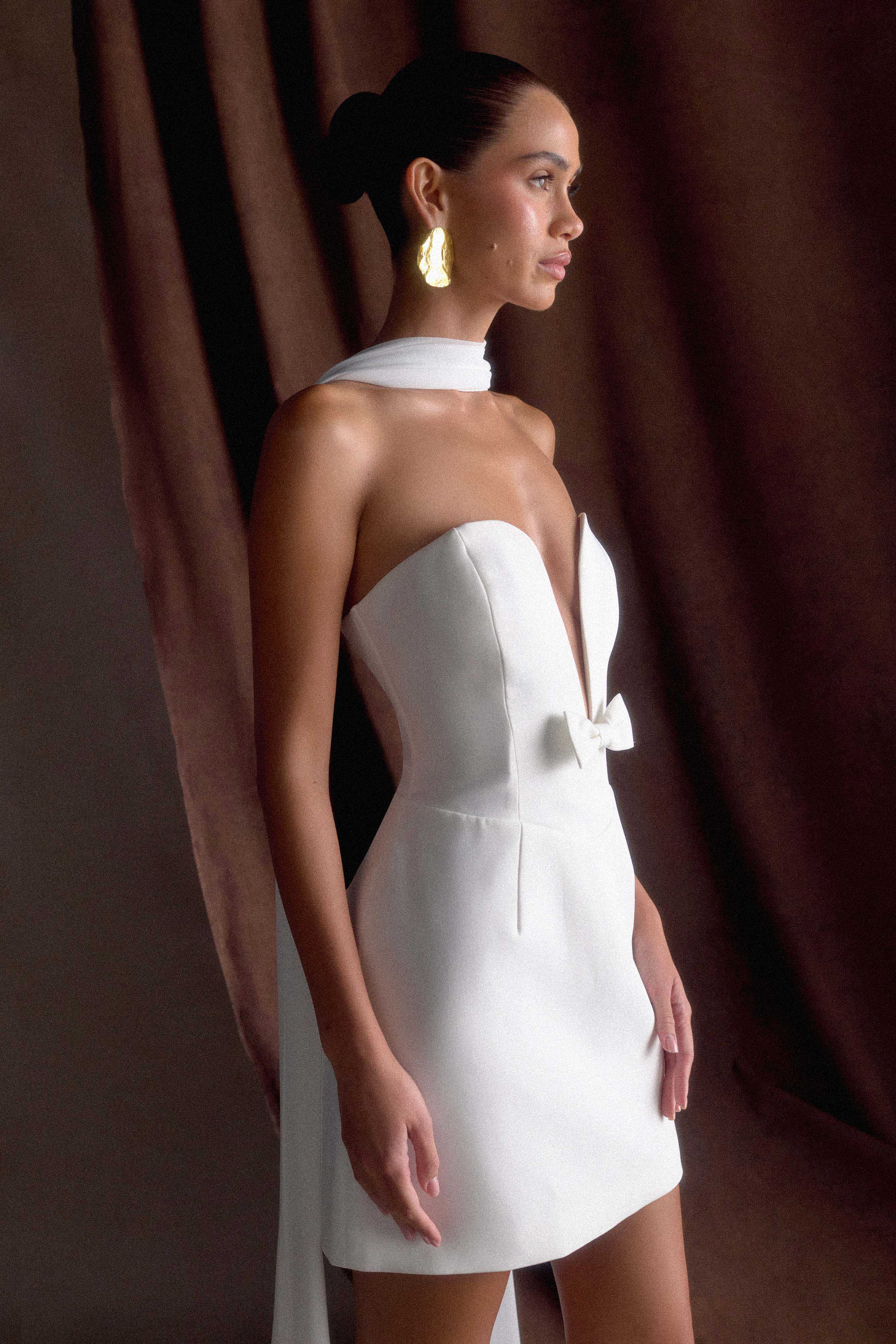 Orellia Strapless Suiting Mini Dress in Ivory - Perfect for Cocktail Parties, Weddings & Formal Events