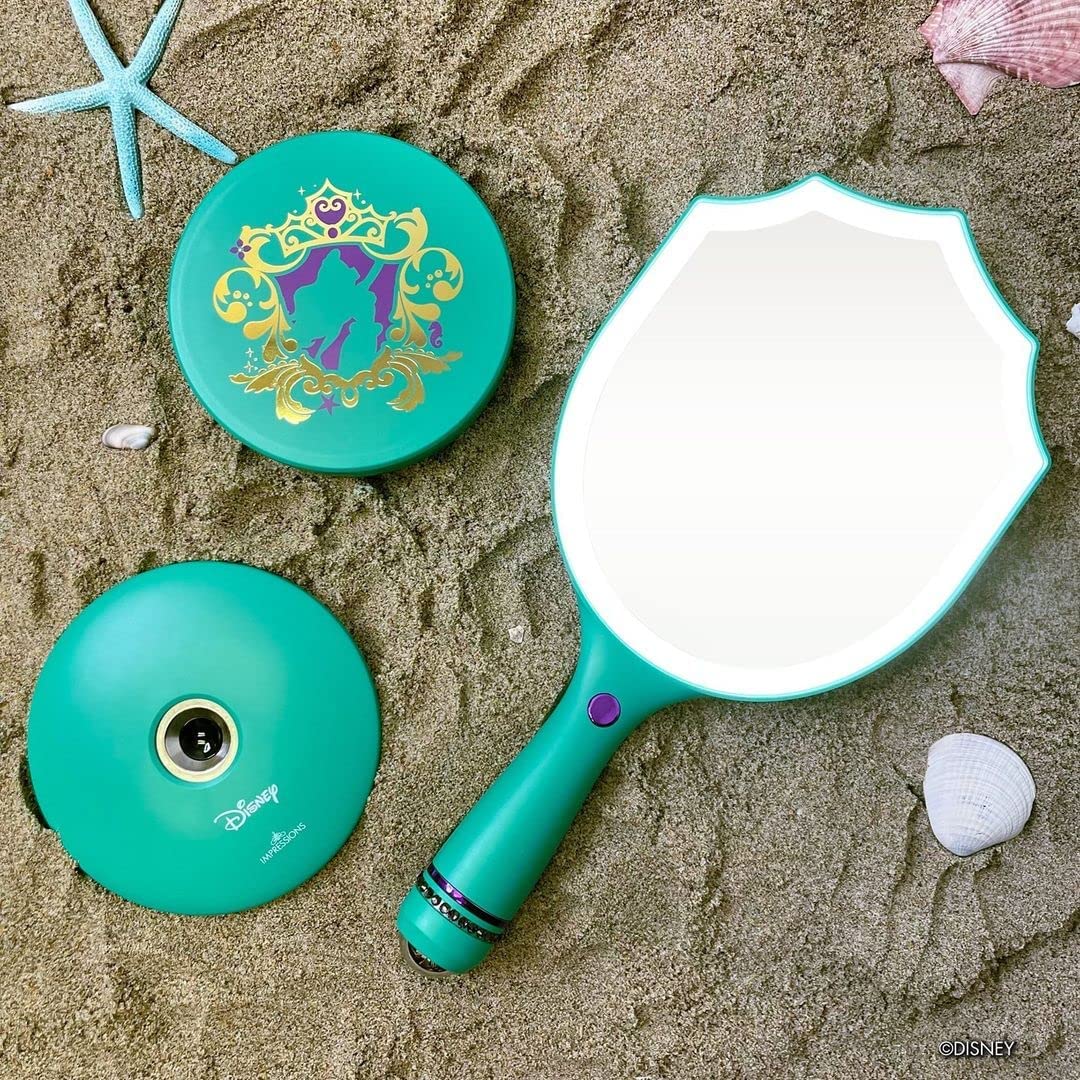 Disney Princess Ariel LED Makeup Mirror - 3 Color Modes for Travel & Bedroom