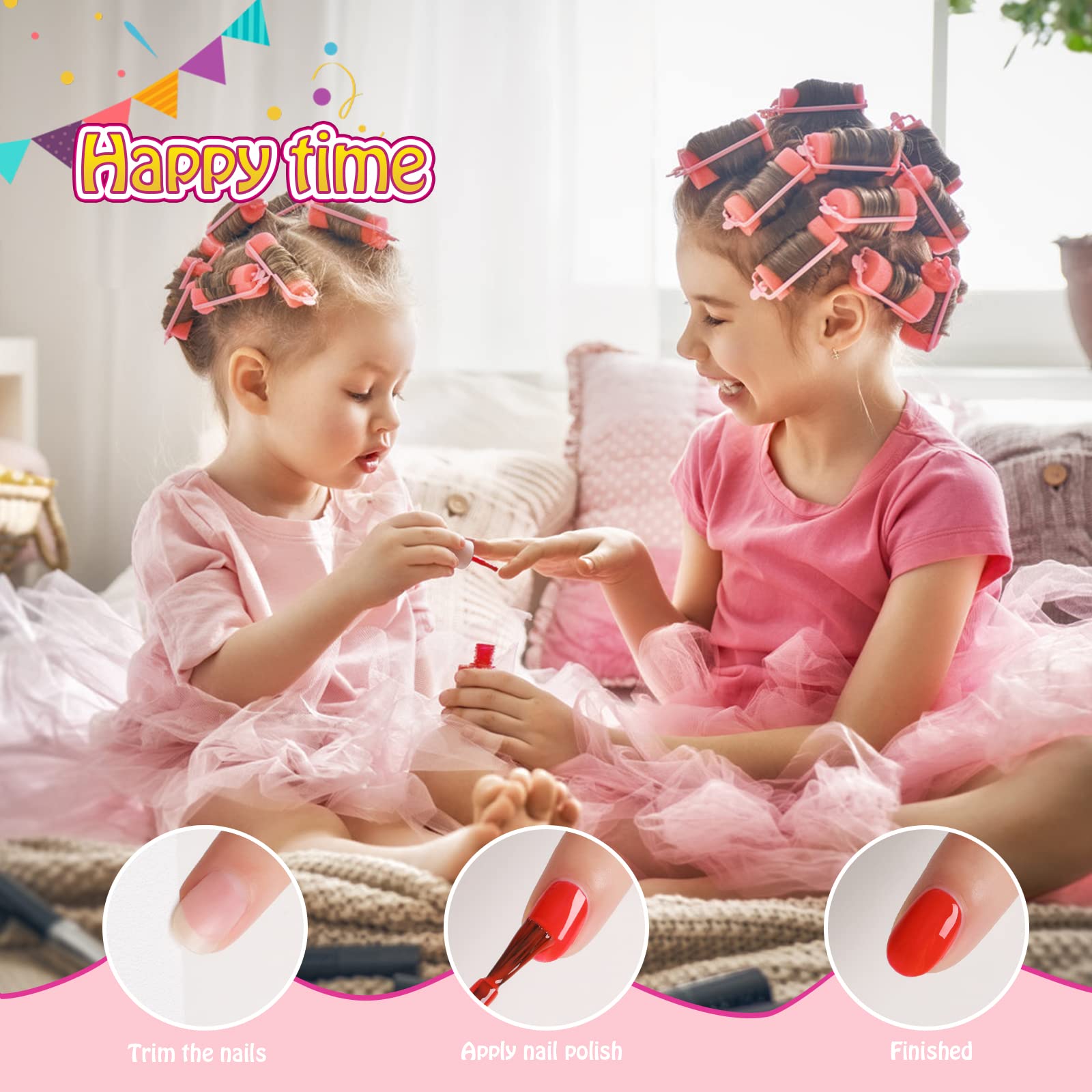 TOMICCA Kids Non-Toxic Peel Off Nail Polish Set - 18 Pcs Water-Based Safe Quick Dry Nail Paint Kit with Nail Separator Stickers | Perfect Birthday Gift for Girls Ages 3+ | Fun for Parties, Playdates & Creative Play