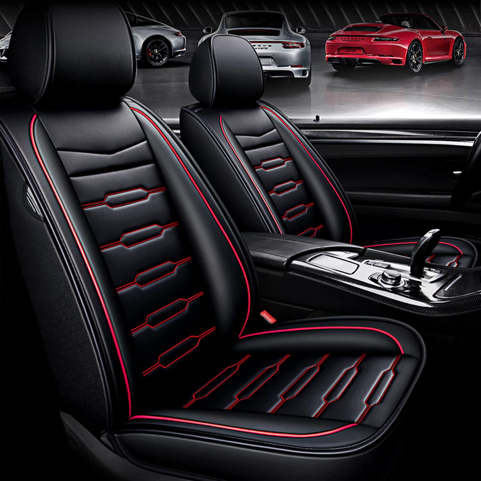 Premium Faux Leather Car Seat Covers for Mazda CX-7 (2007-2012) - Custom Fit Front & Rear Full Set (5 Seats) in Black & Red | Durable Seat Protectors for Daily Commute & Road Trips
