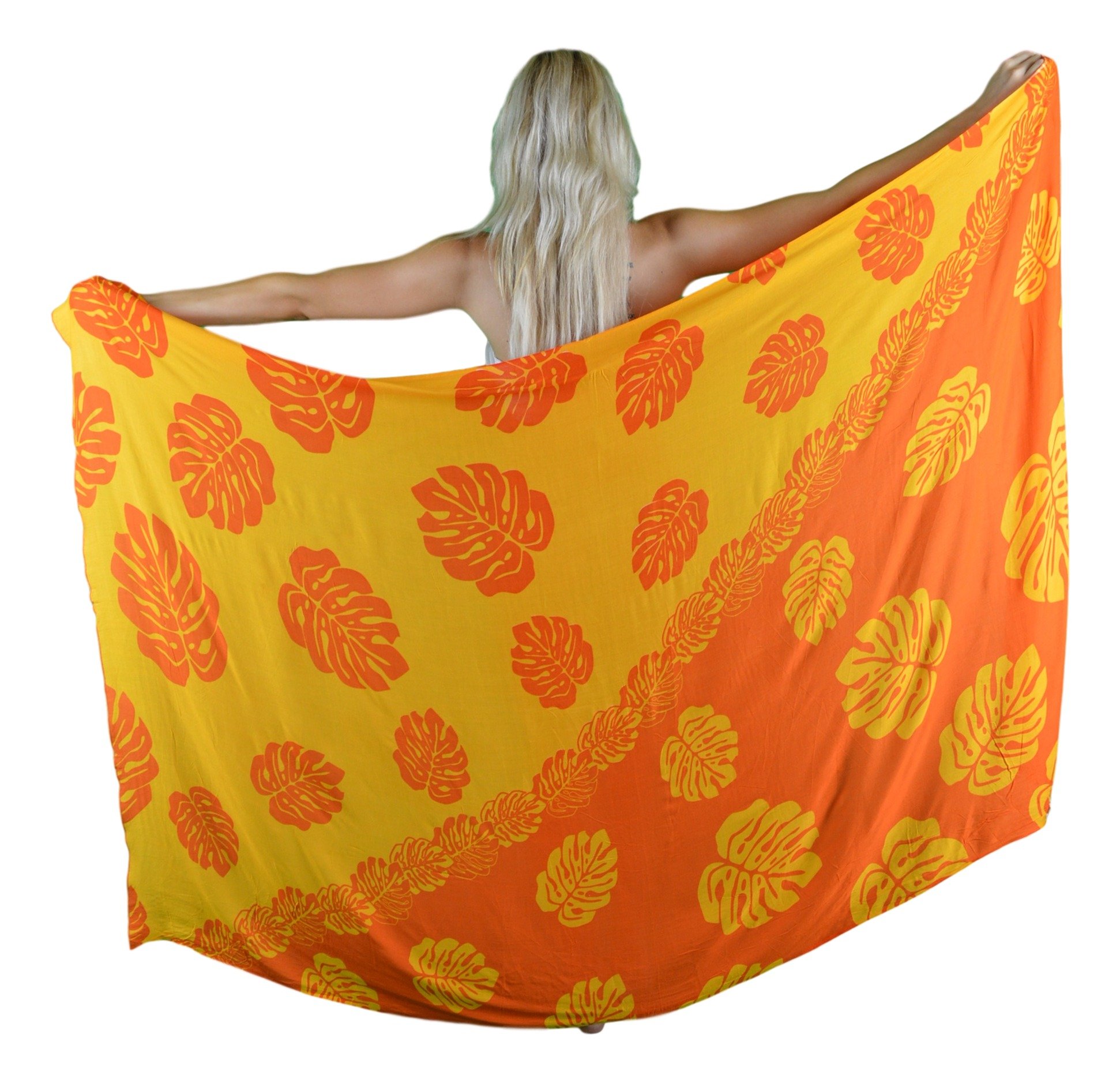 Tropical Island Style Monstera Print Full-Size Sarong Wrap - Perfect for Beach Vacation, Pool Party & Summer Fashion Accessory