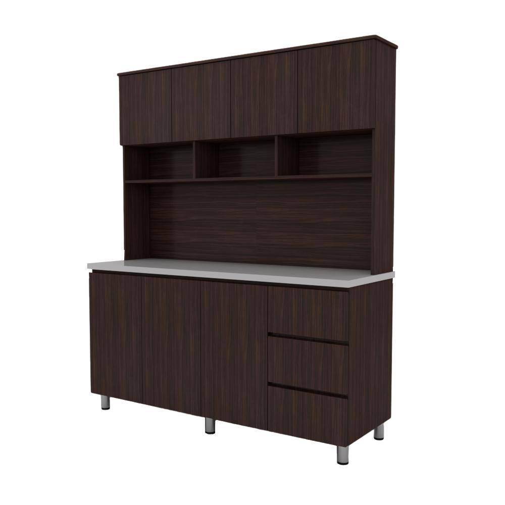 Lorena 3-Door Kitchen Cabinet with Solid Wood Top - Modern Storage for Pantry, Dining Room & Home Organization