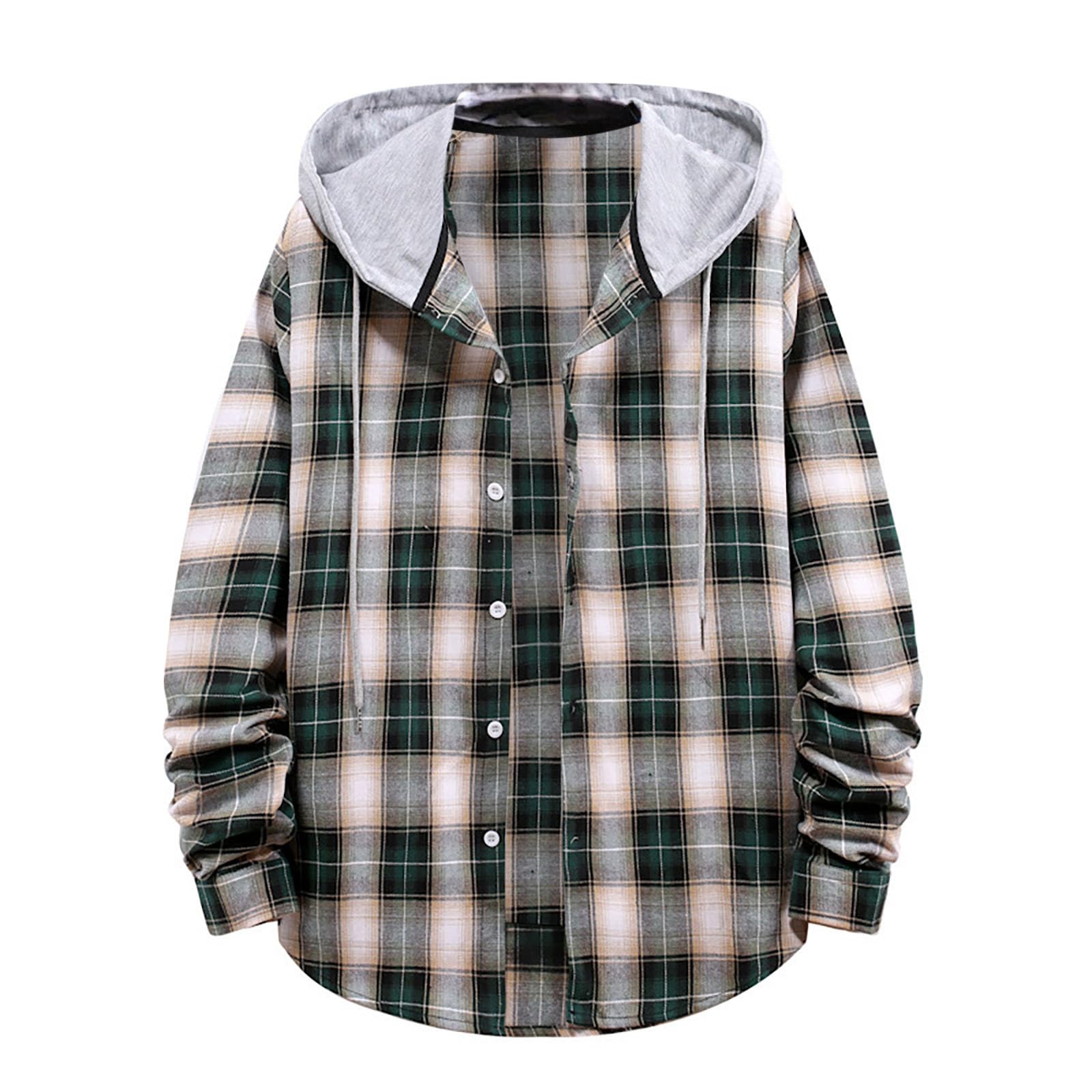 Men's Hooded Flannel Shirt - Soft Plaid Long Sleeve Shirt for Casual Wear & Outdoor Activities - Perfect for Camping, Hiking & Fall Layering
