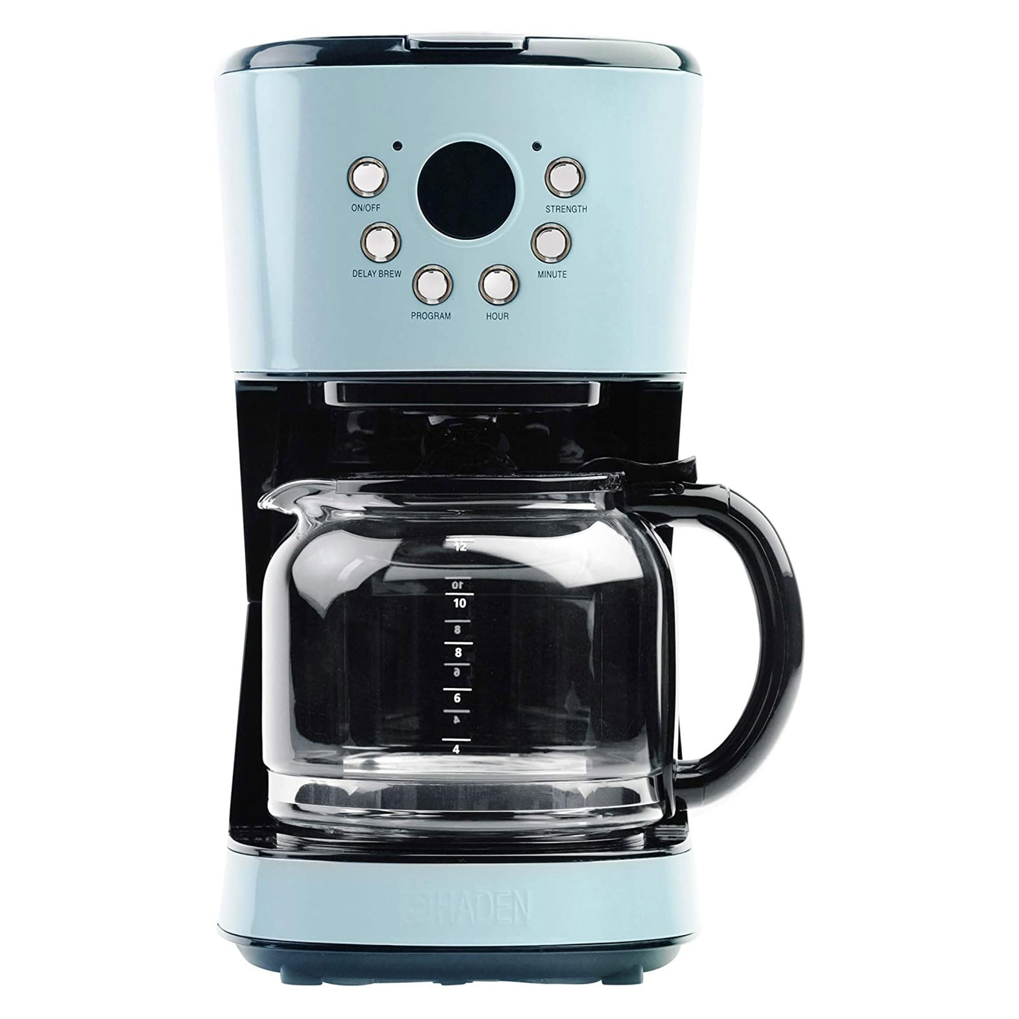 Haden 12-Cup Programmable Drip Coffee Maker with Auto Shut-Off & Reusable Filter - Turquoise & Chrome - Perfect for Home, Office, and Daily Coffee Brewing
