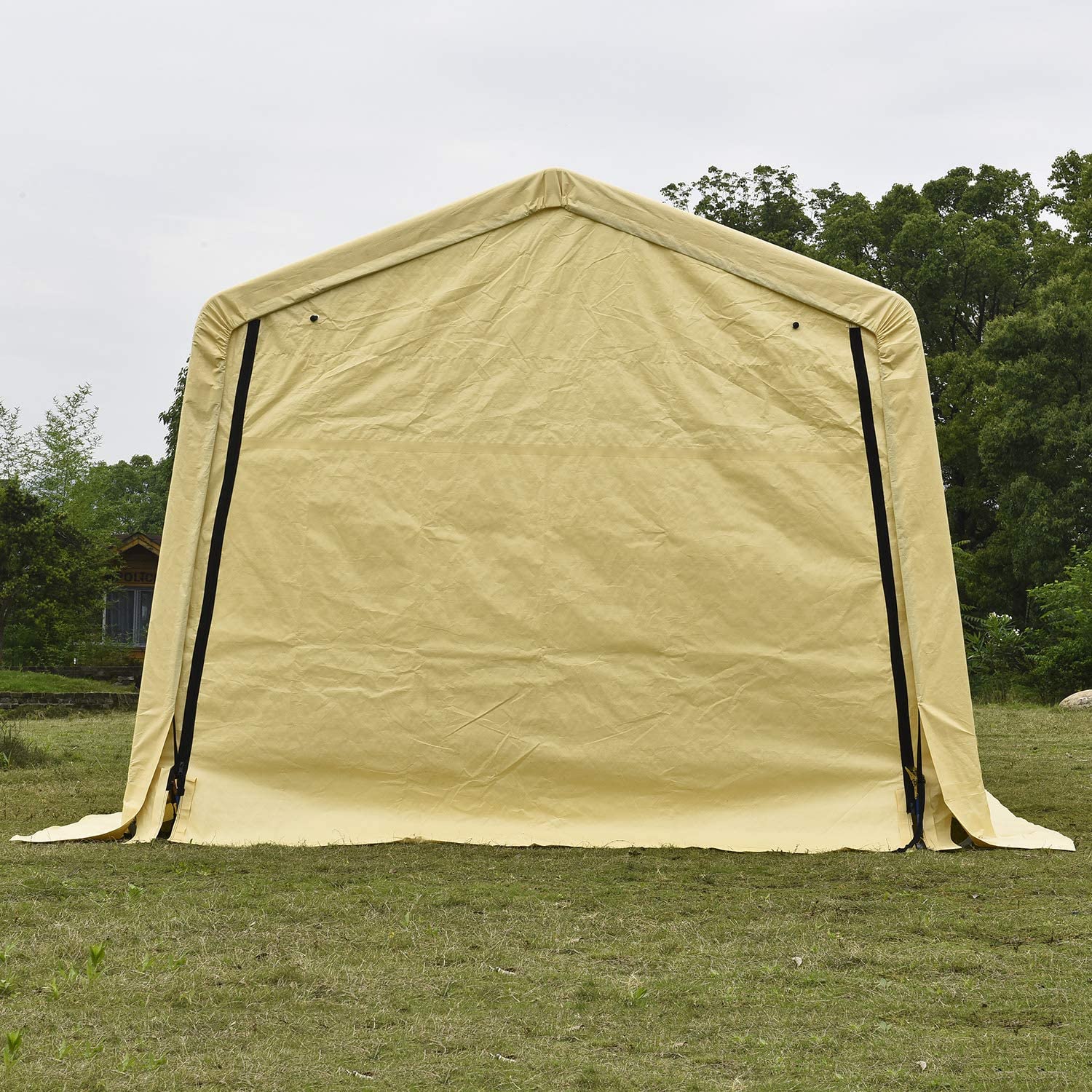10x17 FT Heavy Duty Storage Shelter Garage Shed - Waterproof Yellow Canopy | Model 115601 | Perfect for Outdoor Equipment Storage, Garden Tools, and Vehicle Protection