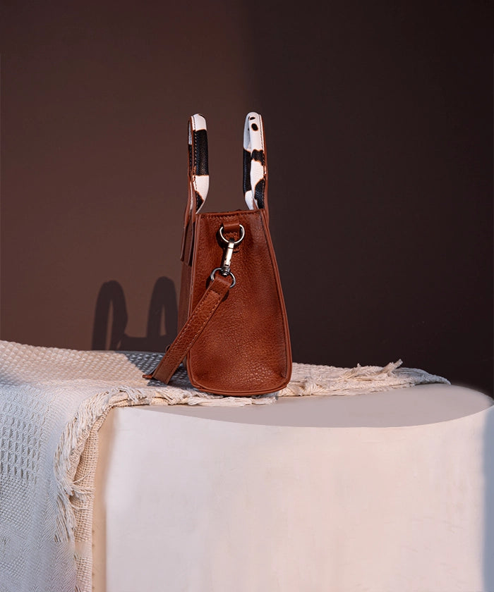 Wrangler Cow Print Mini Tote Bag - Stylish Western Crossbody Purse for Women | Perfect for Shopping, Travel & Everyday Use