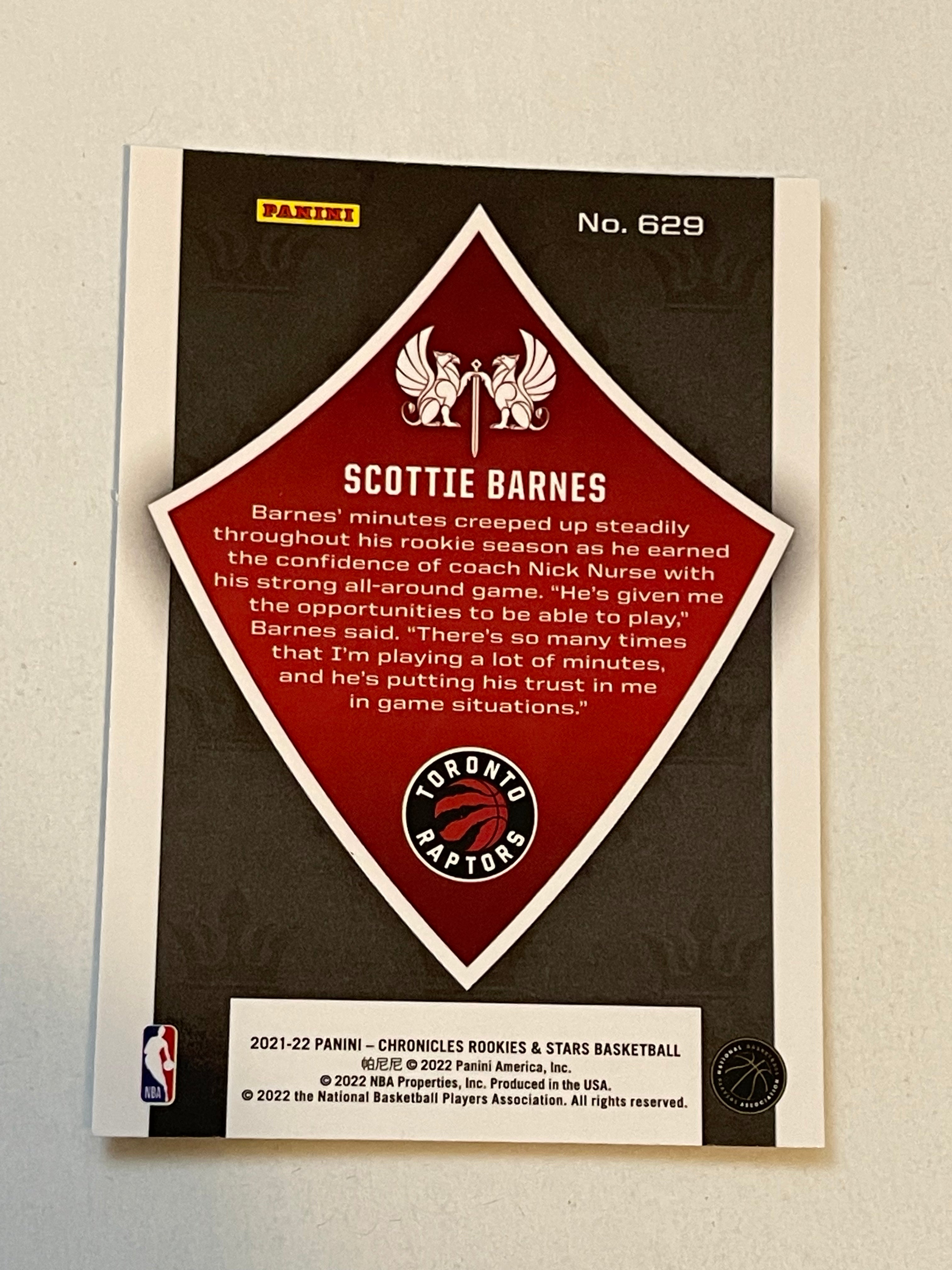 Scottie Barnes Toronto Raptors Rookie Basketball Card - NBA Collectible for Fans & Investors - Perfect for Trading, Collecting, and Displaying in Your Sports Memorabilia Collection