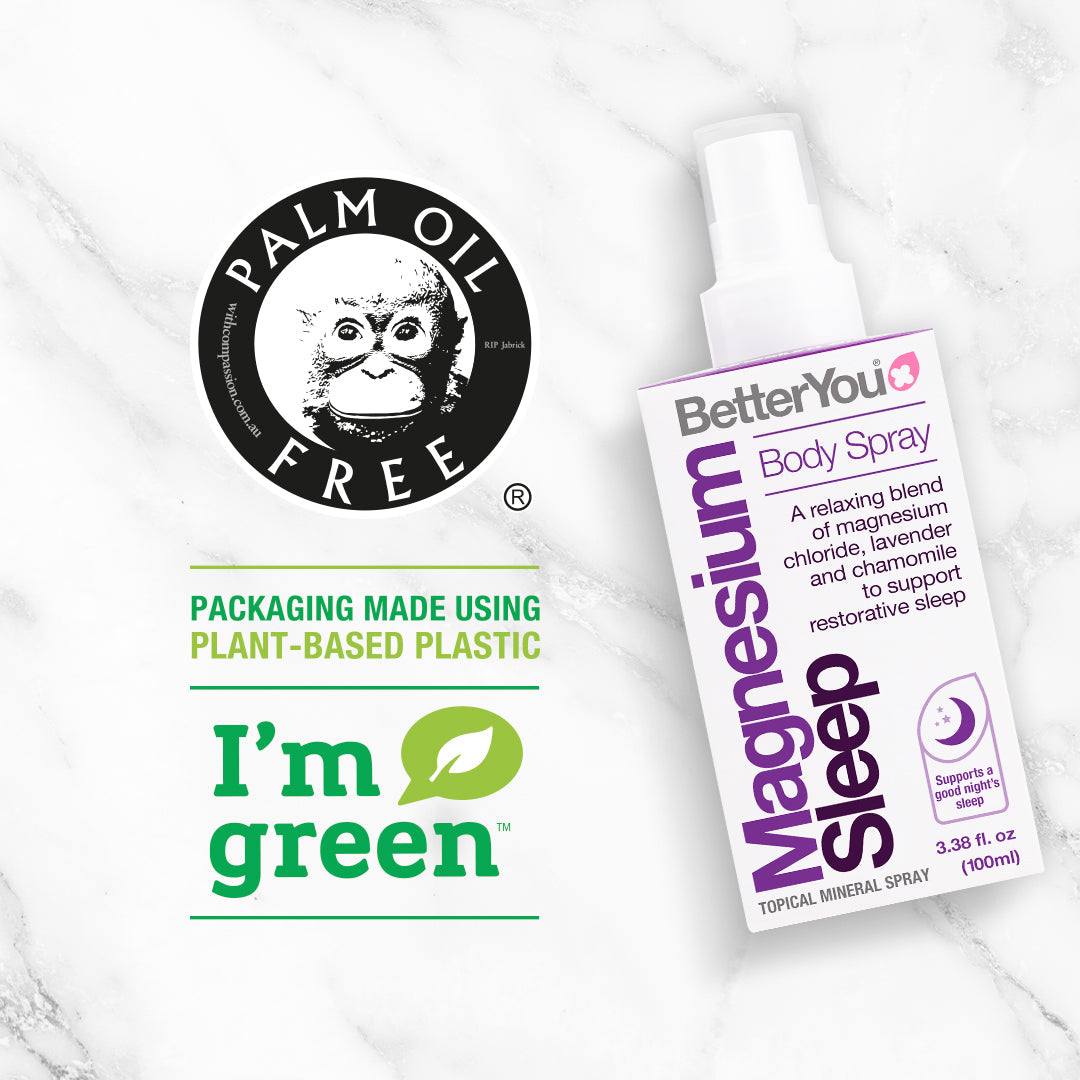 BetterYou Magnesium Sleep Body Spray 100ml - Natural Sleep Aid & Muscle Relaxant Spray for Adults - Promotes Relaxation & Better Sleep - Use Before Bedtime or After Workout