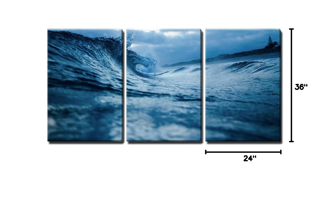 wall26 - 3 Piece Canvas Wall Art Set - Ocean Waves Painting - Modern Framed Wall Decor for Living Room, Bedroom & Office - Ready to Hang Stretched Canvas (24