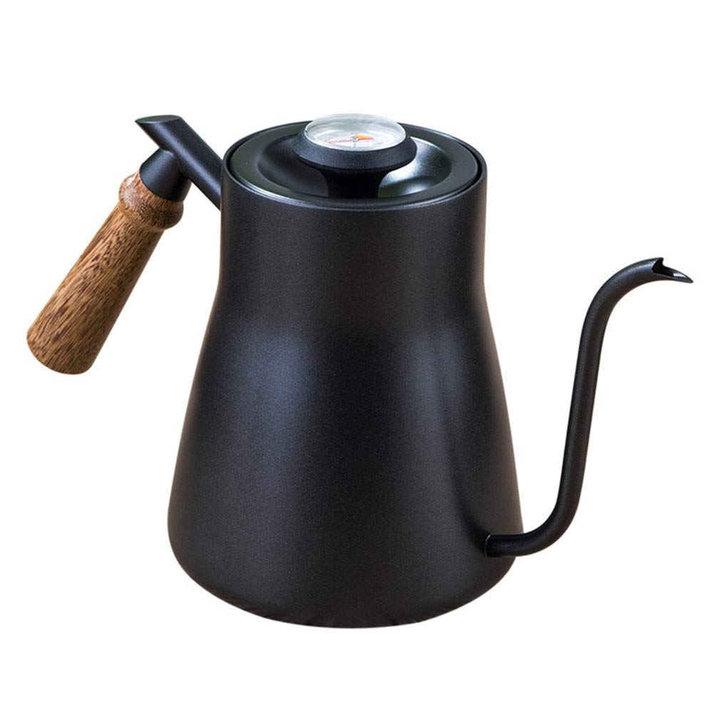 Premium Stainless Steel Gooseneck Pour Over Coffee Kettle with Built-in Thermometer - 850ml Black Drip Coffee Maker for Precision Brewing - Ideal for Pour Over Coffee, French Press, Tea & Cold Brew at Home or Cafe