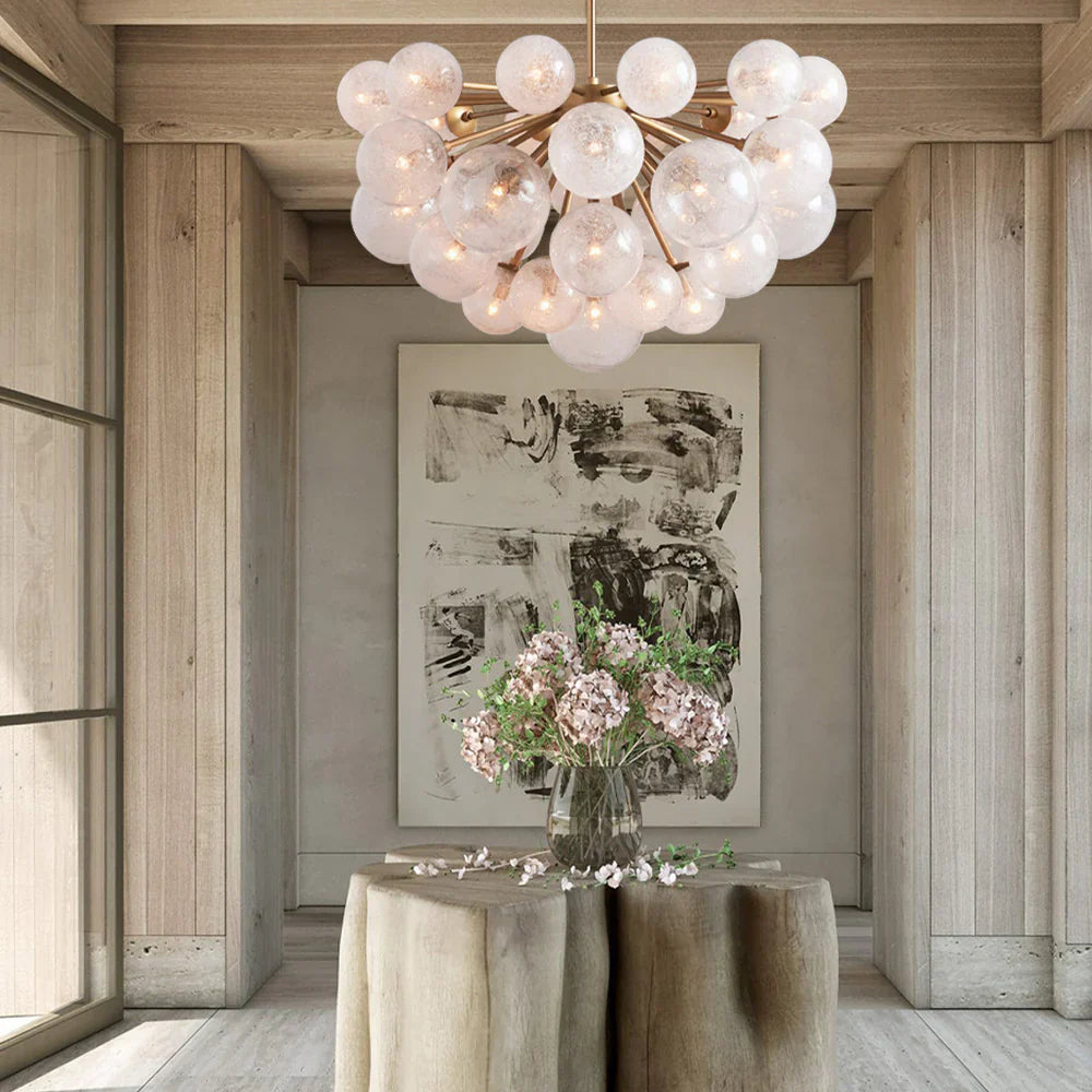 Elegant Mandoza Crystal Glass Chandelier - Modern Ceiling Light Fixture for Dining Room, Living Room & Bedroom Decor