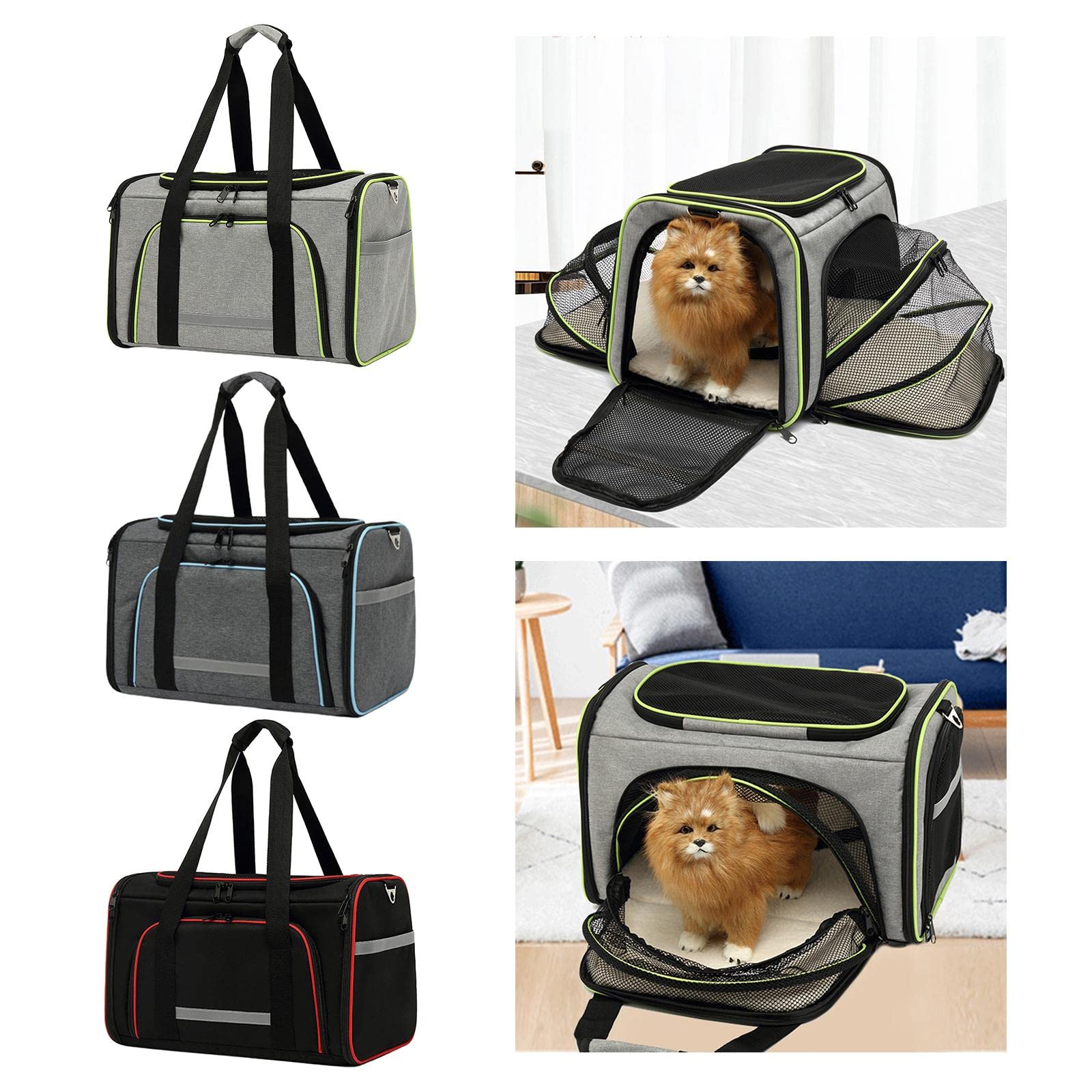 Expandable Cat Carrier Collapsible Pet Travel Bag - Light Gray Soft-Sided Dog & Cat Carrier for Airplane, Car & Vet Visits | Portable Pet Supplies for Small Animals | Foldable Pet Tote with Ventilation Windows