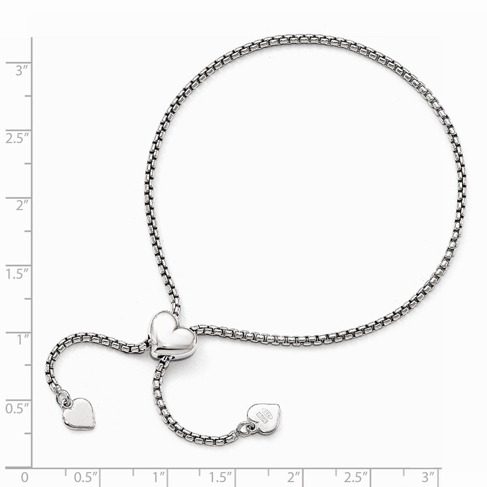 Sonia 925 Sterling Silver Adjustable Heart Bracelet - Round & Rectangle Box Charm for Women, Gift for Her, Valentine's Day, Anniversary, Birthday Jewelry