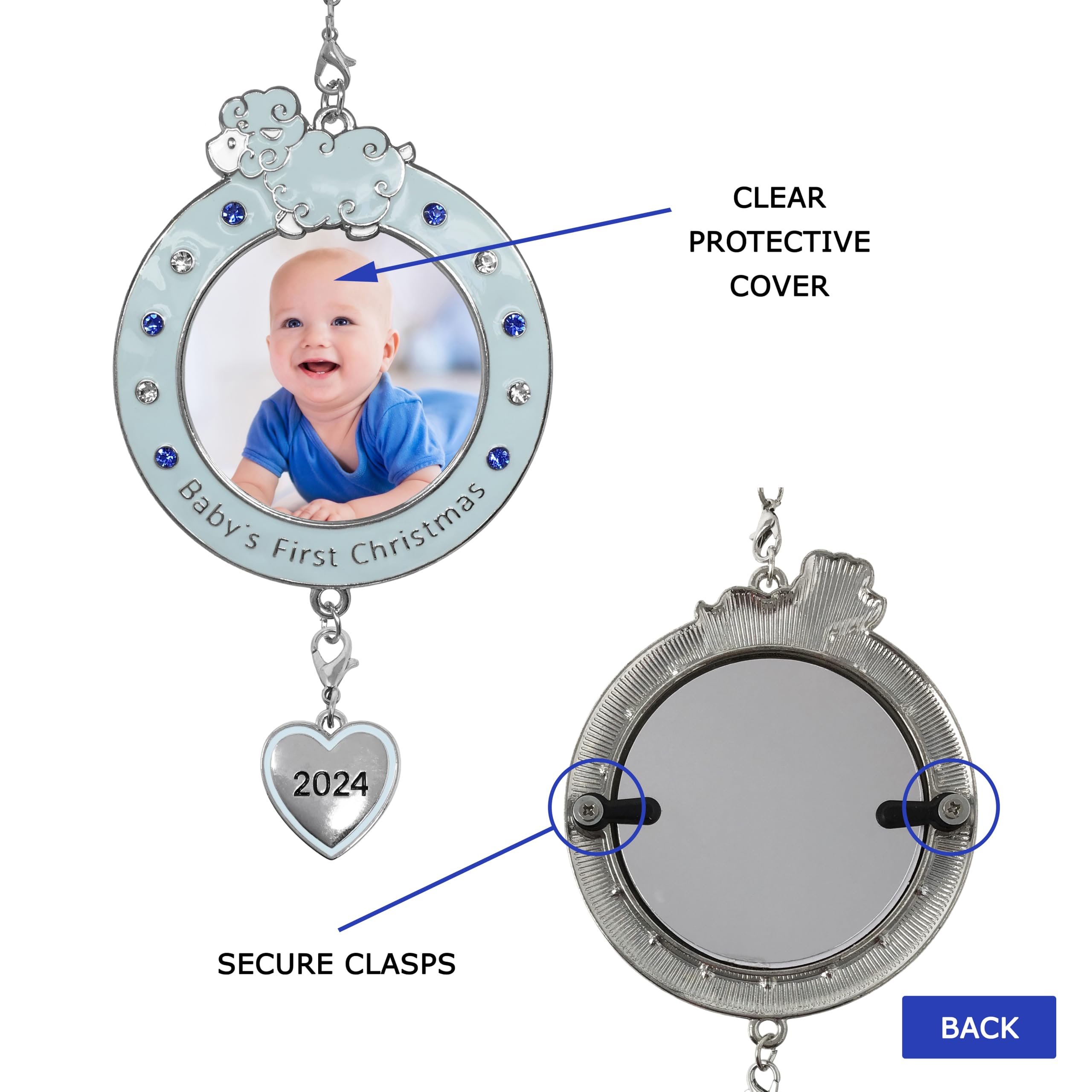 BANBERRY DESIGNS 2024 Baby Boy's First Christmas Ornament - Personalized Newborn Son Keepsake - 1st Christmas Gift with Storage Bag - Perfect for Baby Showers, Christmas Trees & Memory Boxes