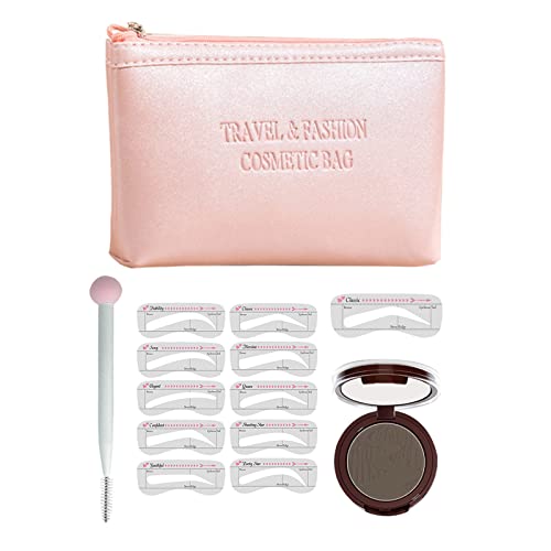 Waterproof Eyebrow Stamp Kit with 24 Reusable Stencils - 3-in-1 Eyebrow Stencil & Stamp Set for Perfect Brows (Dark Grey) | Great for Daily Makeup, Cosplay, and Beginners