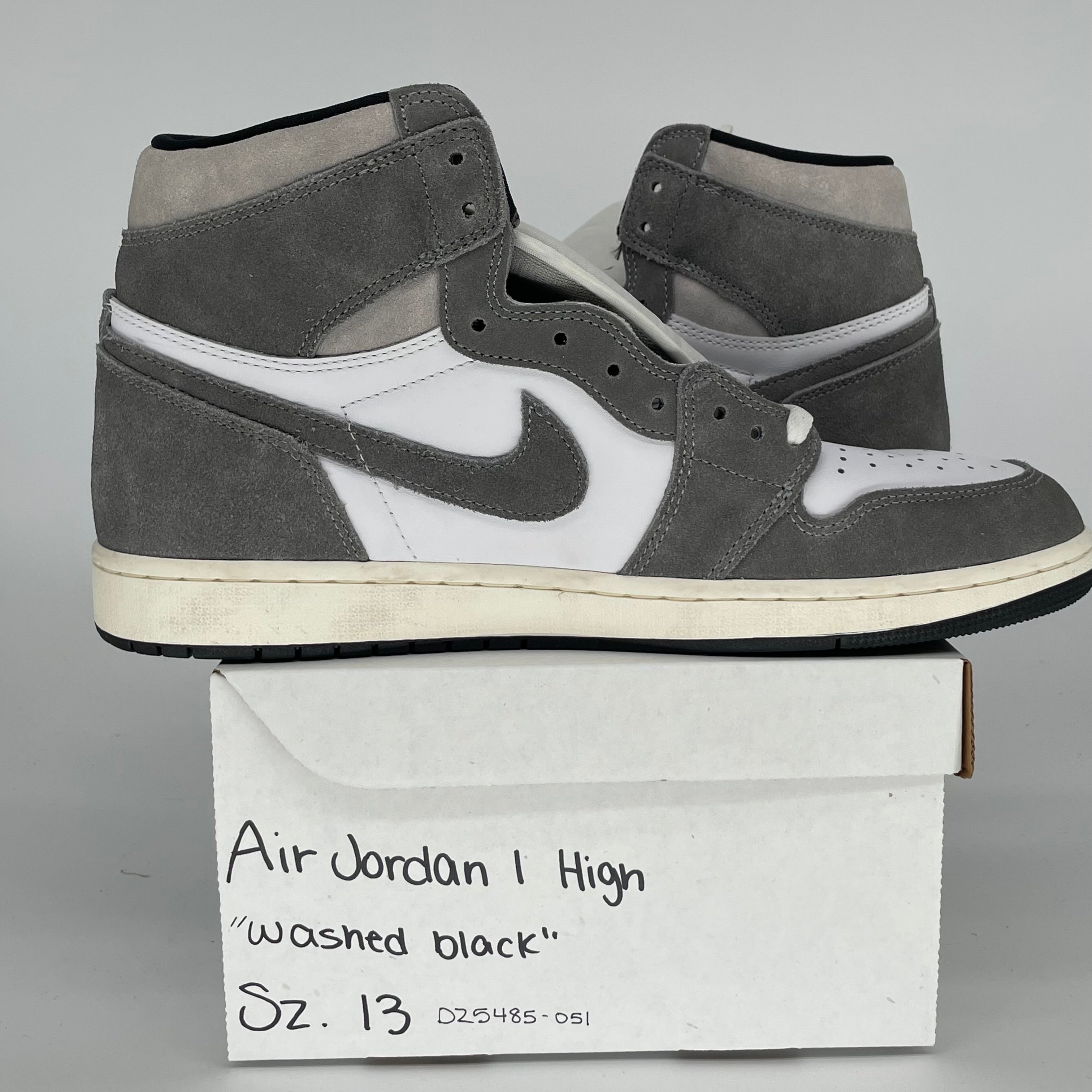 Original Air Jordan 1 Washed Black Men's Basketball Shoes Size 13 (DZ5485-051) - Retro High-Top Sneakers for Streetwear & Casual Outfits