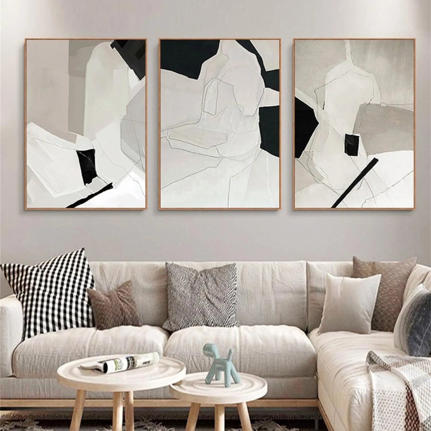 Abstract Tranquility Set of 3 Wall Art Paintings - Modern Minimalist Canvas Prints for Living Room, Bedroom & Office Decor #WS176