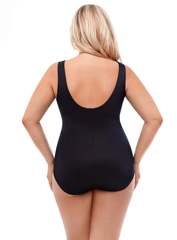 Miraclesuit Women's Plus Size One Piece Swimsuit - Tummy Control High Neck Bathing Suit with Soft Cups | Perfect for Beach Vacations, Pool Parties & Resort Getaways