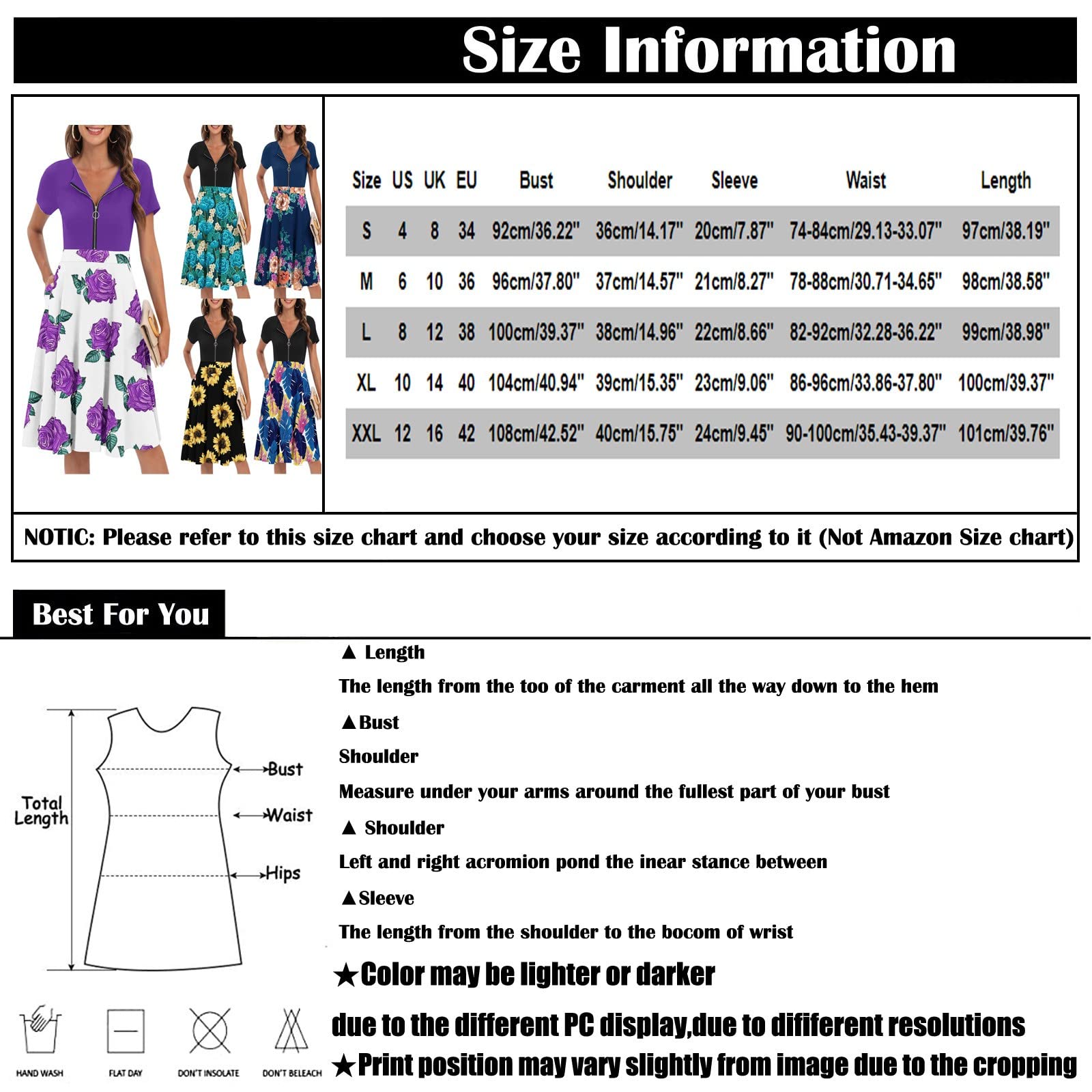 Stylish Women's Midi Summer Dresses - Crewneck Short Sleeve Zipper Swing Party Dress | Elegant & Classy for Beach, Wedding & Cocktail Events