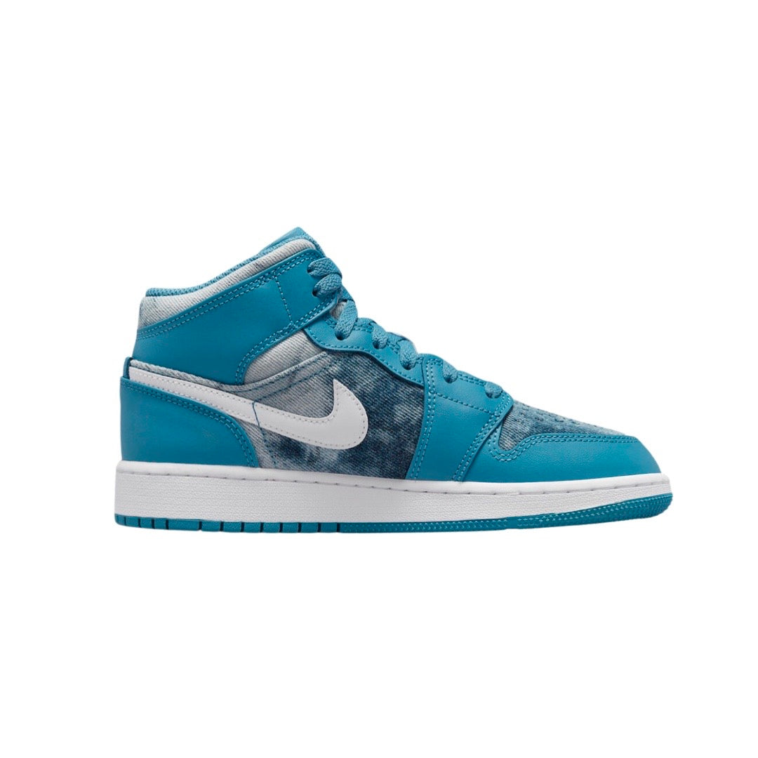 Air Jordan 1 Mid GS Sneakers - White & Dutch Blue Basketball Shoes for Girls - Perfect for School, Sports & Casual Wear