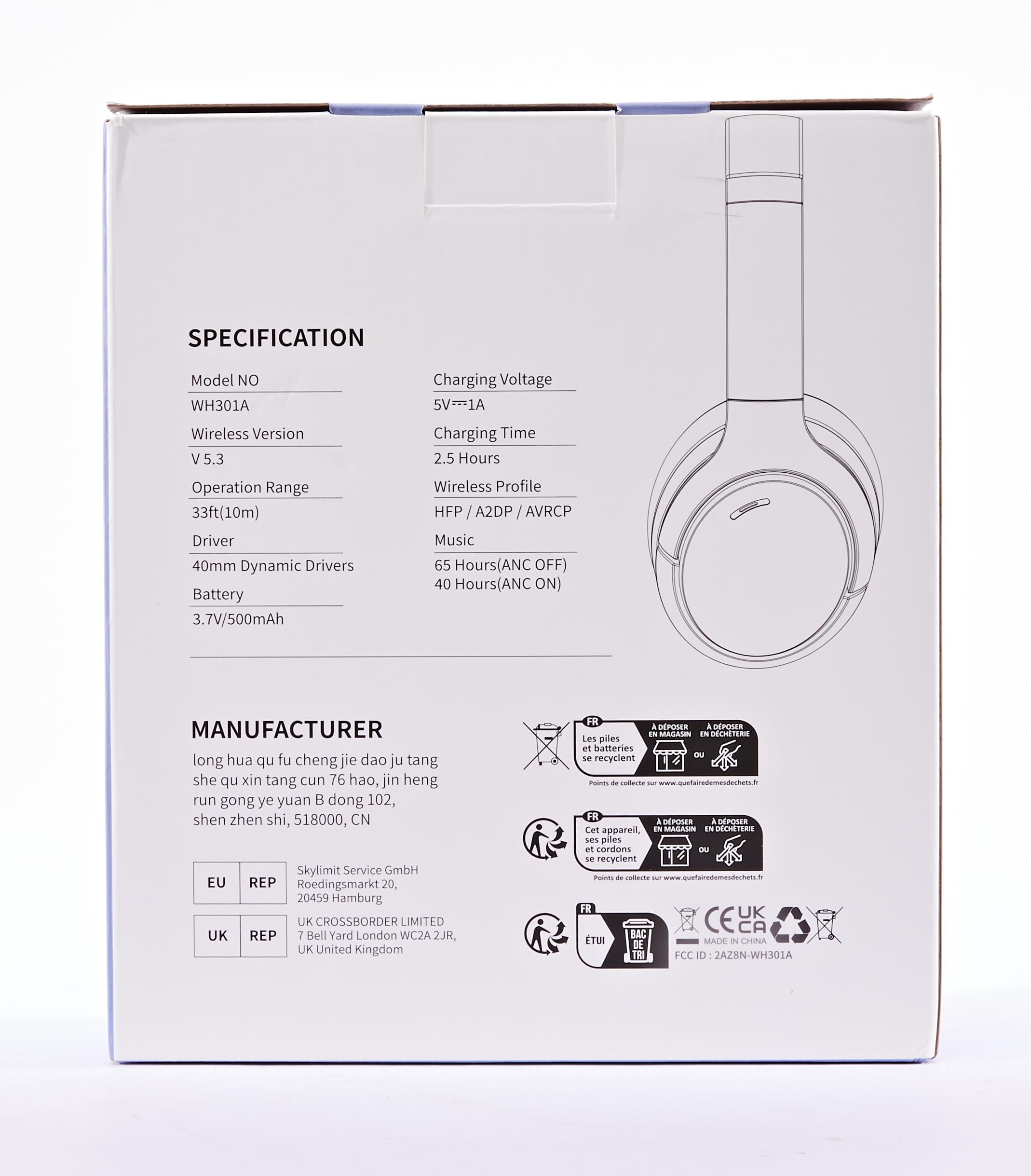 RUNOLIM Hybrid Active Noise Cancelling Wireless Over-Ear Bluetooth Headphones with Microphone - 70H Playtime, Foldable Design, HiFi Audio & Deep Bass - Perfect for Home, Travel, Office & Commuting