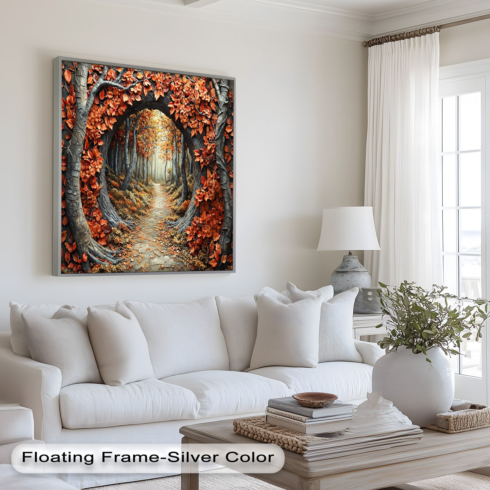 Autumn Path - Enchanted Forest Oil Painting Wall Art for Living Room, Bedroom Decor - Nature Landscape Canvas Print for Home & Office