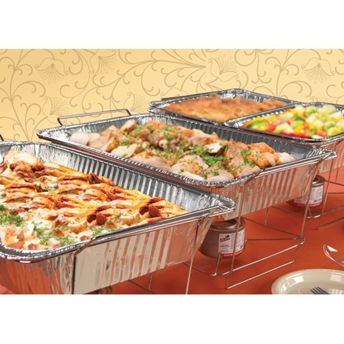 TigerChef 0026-CATERSET 12-Piece Catering Set with Chafer Pans & Disposable Utensils - Perfect for Parties, Events, Weddings, Birthdays, Holidays & Picnics - Includes Serving Spoons, Tongs & Dishes for Buffet Style Dining