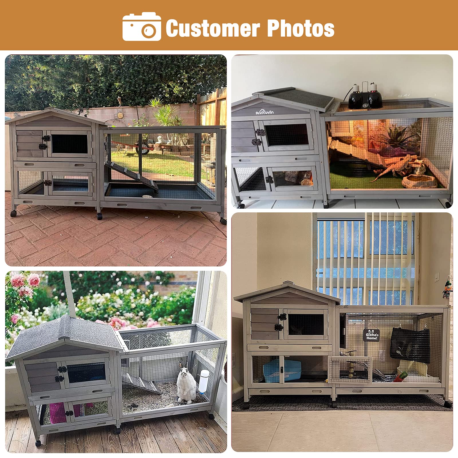 Premium Indoor/Outdoor Rabbit Hutch with Waterproof Roof - 61.2