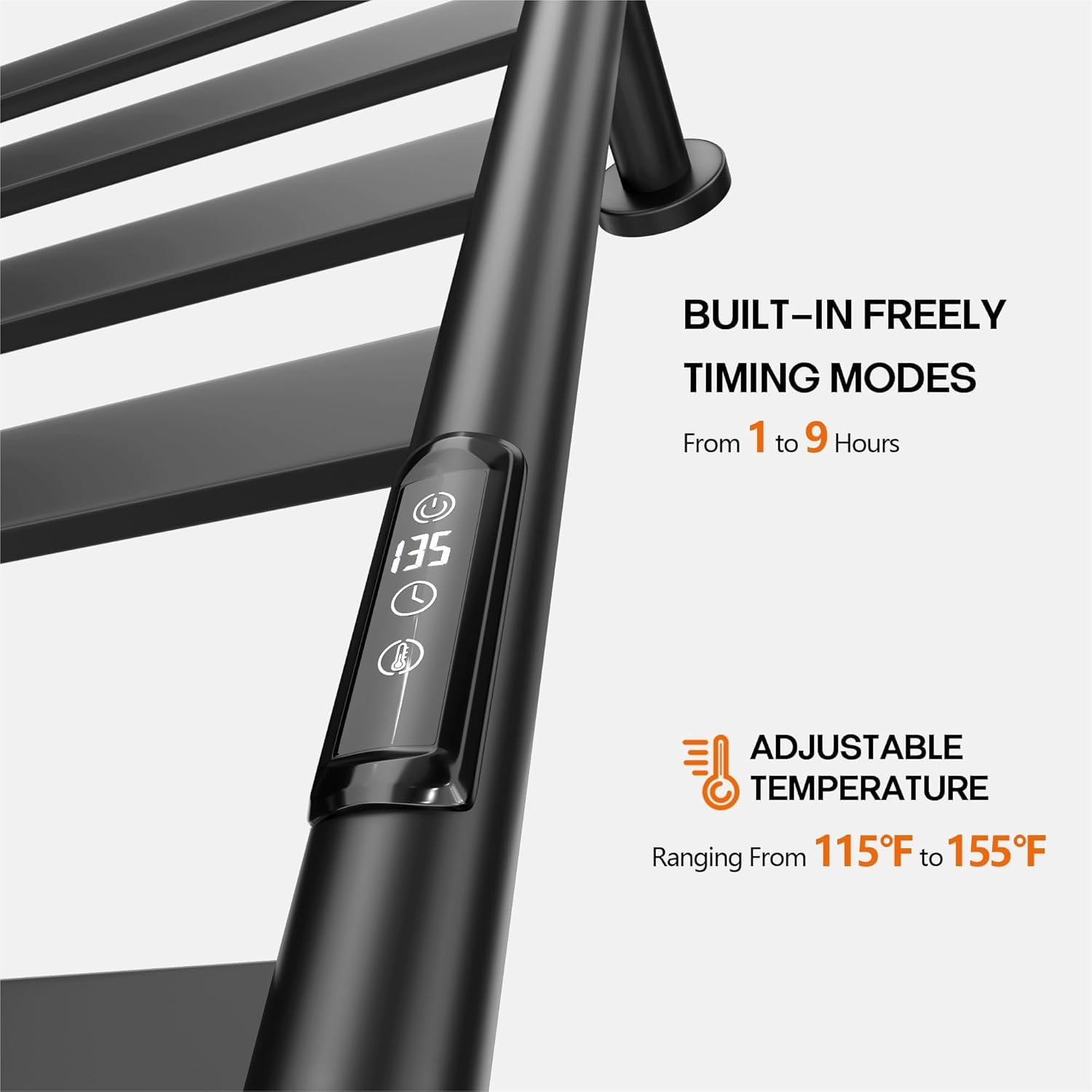 Electric Towel Warmer Rack for Bathrooms - Fast Heating Towel Warmer Heater with Adjustable Temperature, Black - Perfect for Spa, Luxury Hotels & Cozy Home Bathrooms