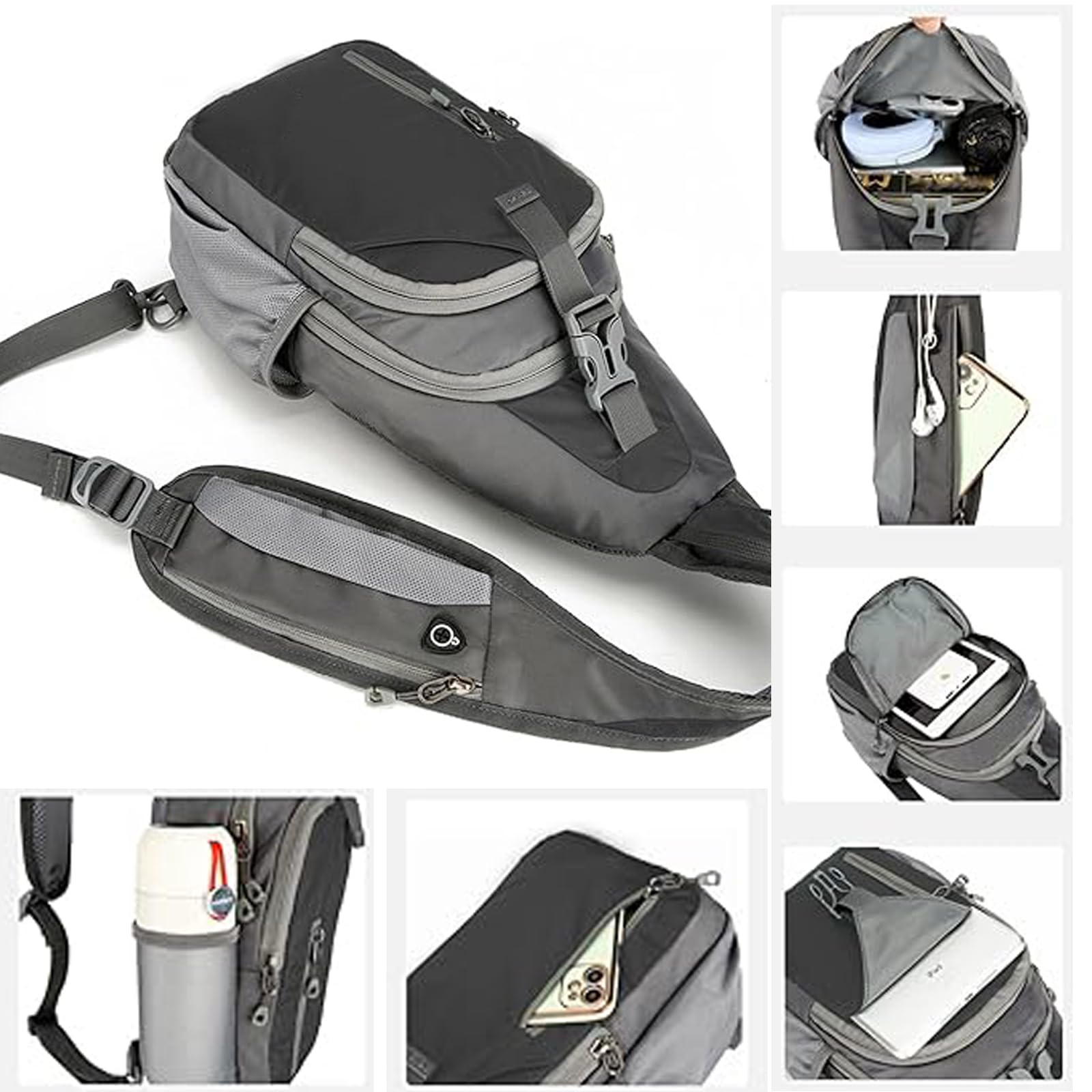 Multipurpose Crossbody Sling Backpack for Men & Women - Travel, Hiking, Running & Daily Use with Earphone Hole | Durable Chest Shoulder Bag for Outdoor & Commuting