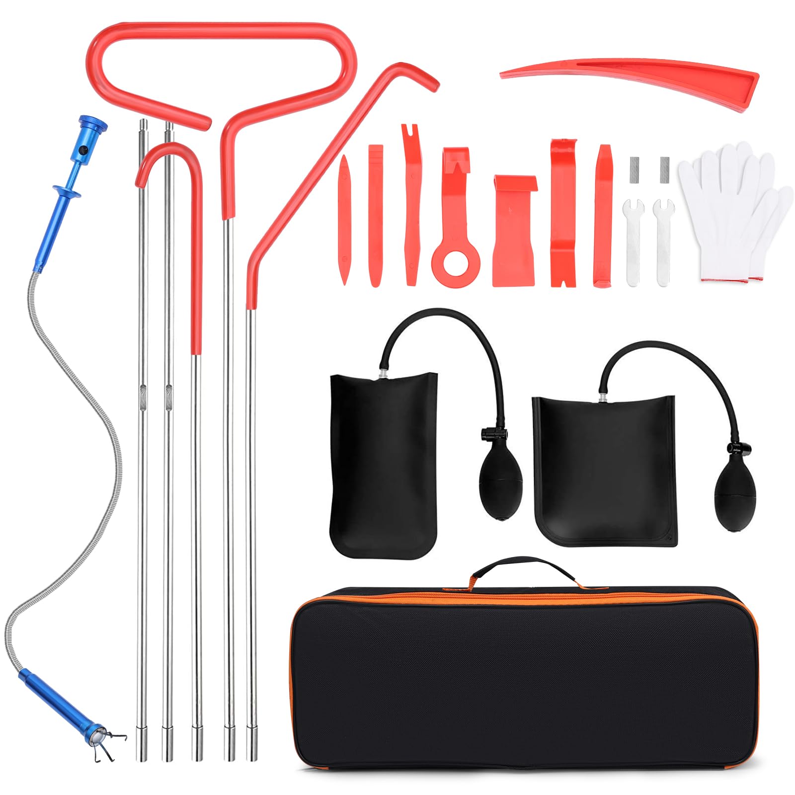 Stainless Steel 5th Wheel Pin Puller - 23PCS Car Tool Kit with Magnetic J-Hook, 68-inch Flexible Grabber & LED Light - Heavy Duty Truck Accessories for Towing, RV Maintenance & Auto Repair