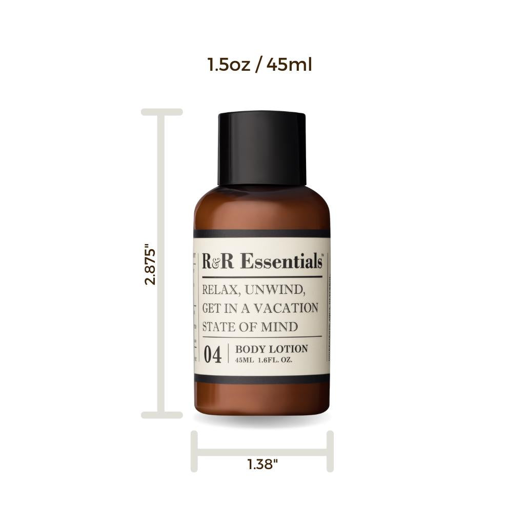 R&R Essentials Moisturizing Body Lotion - 45ml Travel Size for Dry Skin | Hydrating & Nourishing Cream for Hands, Feet & Body | Perfect for On-the-Go, Gym Bag & Office Use