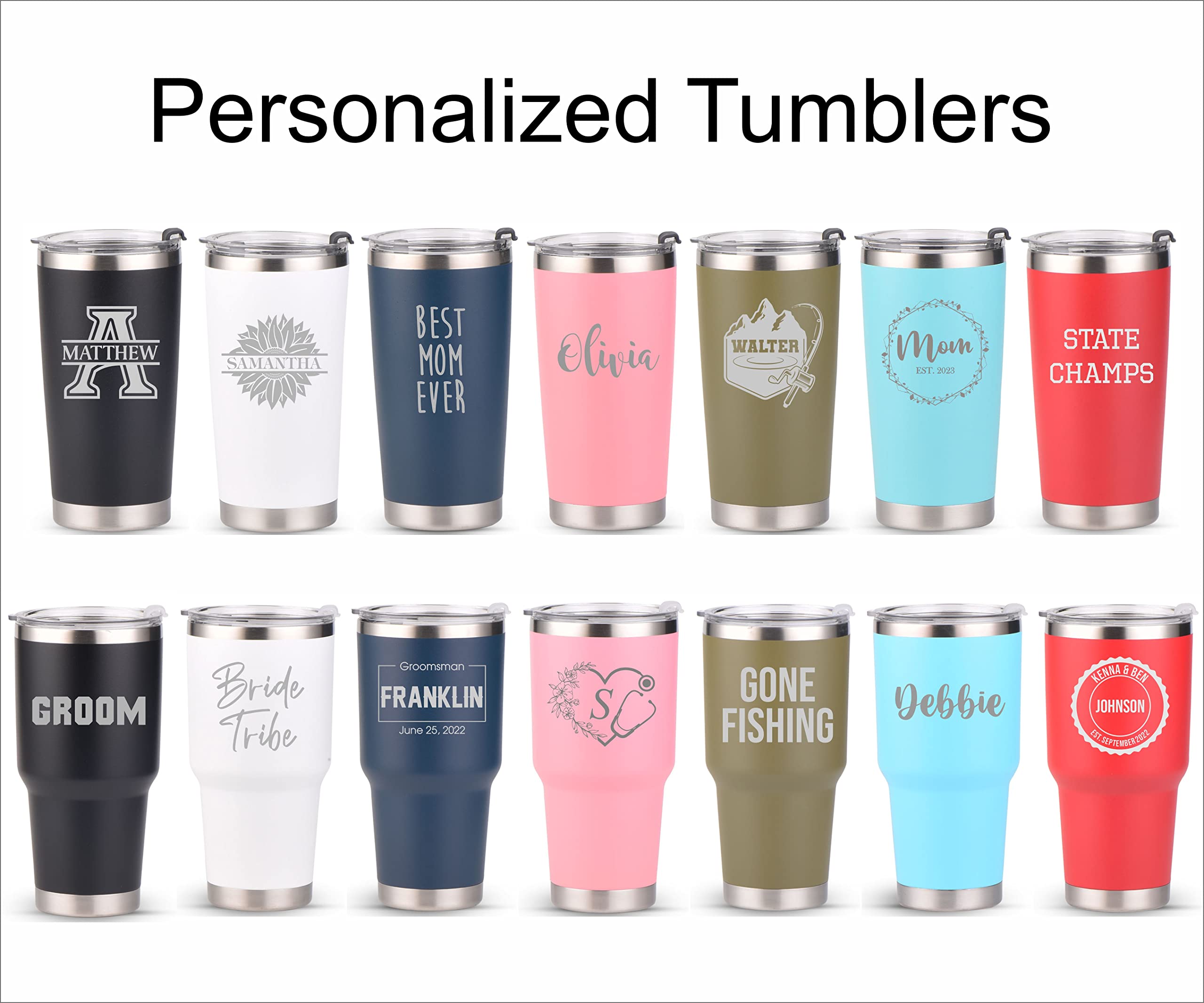 Custom Personalized 20oz Black Insulated Tumbler Cup with Laser Engraving - Perfect for Coffee, Gifts & Outdoor Activities