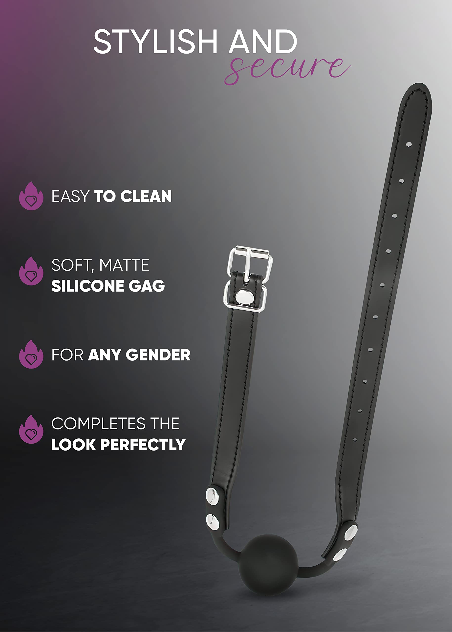 Premium Silicone Bondage Ball Gag for Adults - Adjustable Breathable Open Mouth Gag with Soft Ball Restraints for BDSM Play, Roleplay & Sensual Exploration - Perfect for Couples & Spice Up Your Intimate Moments