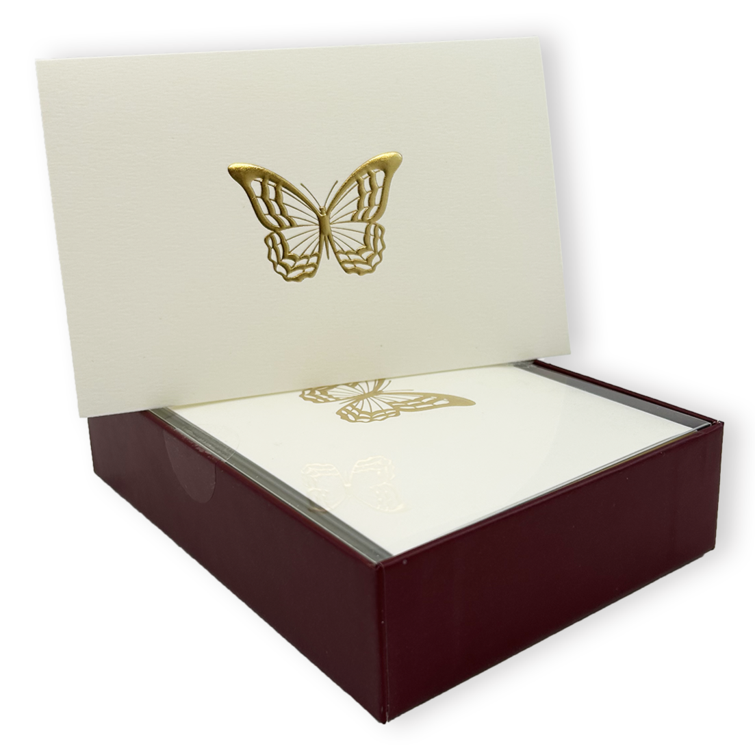 Golden Butterfly Embossed Note Cards - Elegant Stationery for Weddings, Thank You Notes & Special Occasions | Premium Quality Greeting Cards
