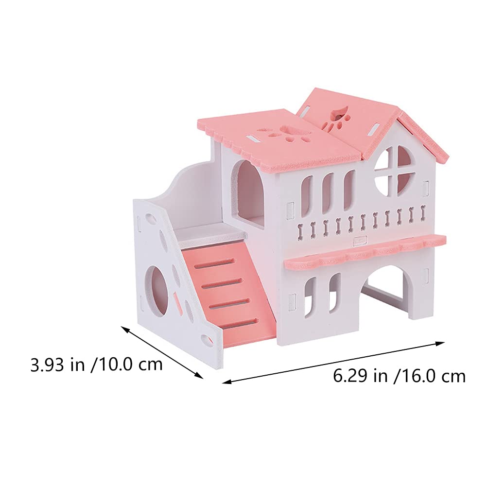 ULTECHNOVO 2-Story Hamster Cage - Wooden Hamster House with Exercise Wheel, Chew Toys & Multi-Level Play Area - Small Pet Habitat for Dwarf Hamsters, Gerbils, Mice - Perfect for Cage Enrichment & Playtime Activities