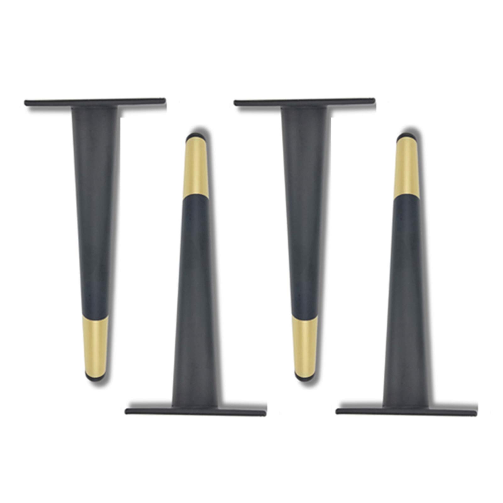 Black Gold Oblique Metal Furniture Legs - 4Pcs Iron Table Feet for DIY Cabinets, Beds, Desks & Sofas - 35cm/14in Heavy Duty Replacement Legs with Solid Mounting Plates - Perfect for Home Office, Living Room & Bedroom Furniture Upgrade